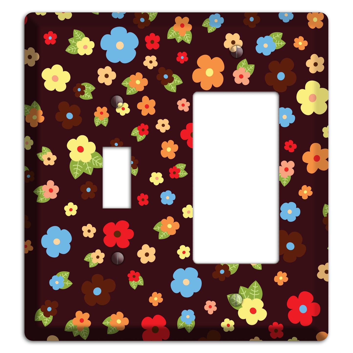 Brown Tiny Delicate Flowers Toggle / Rocker Wallplate