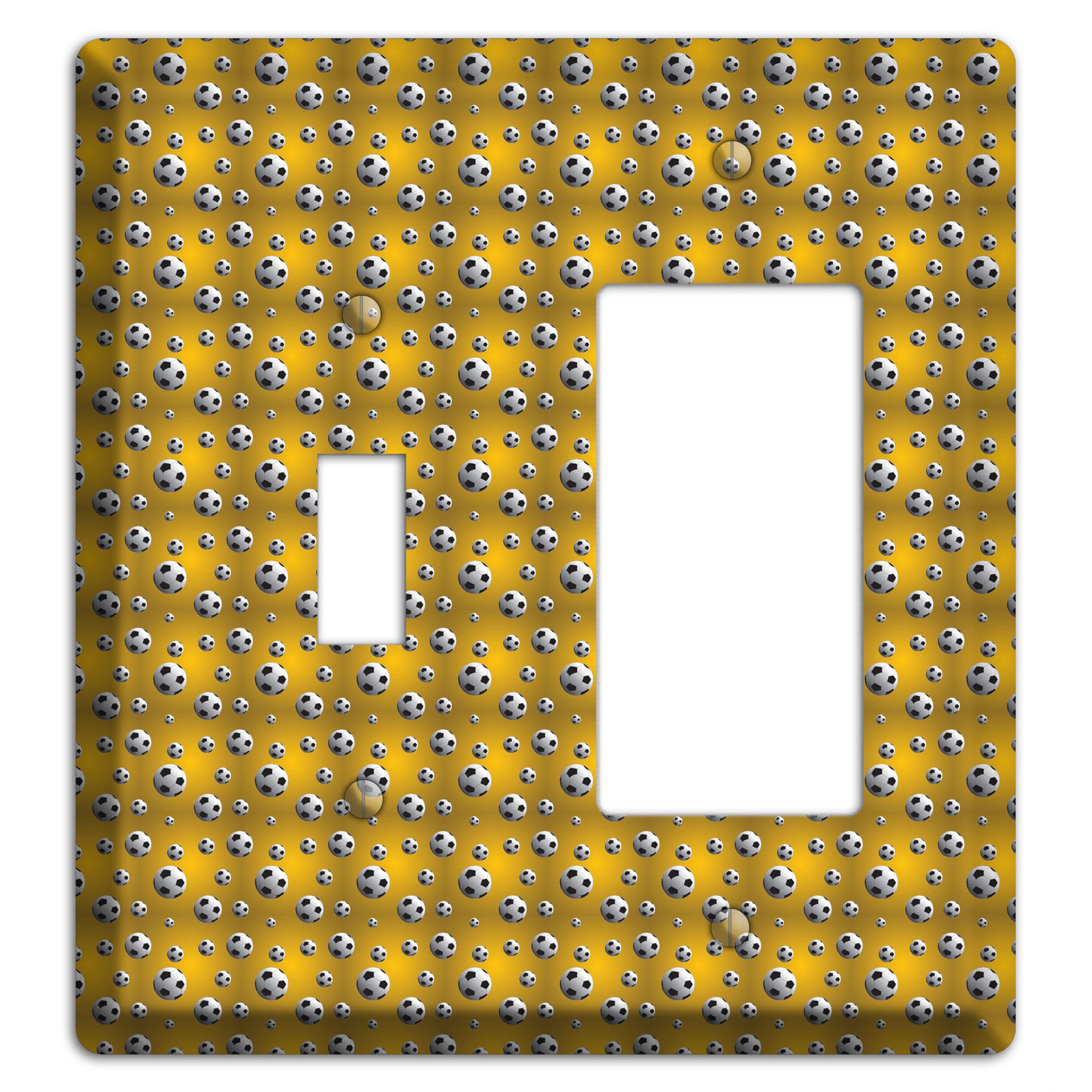 Yellow with Soccer Balls Toggle / Rocker Wallplate