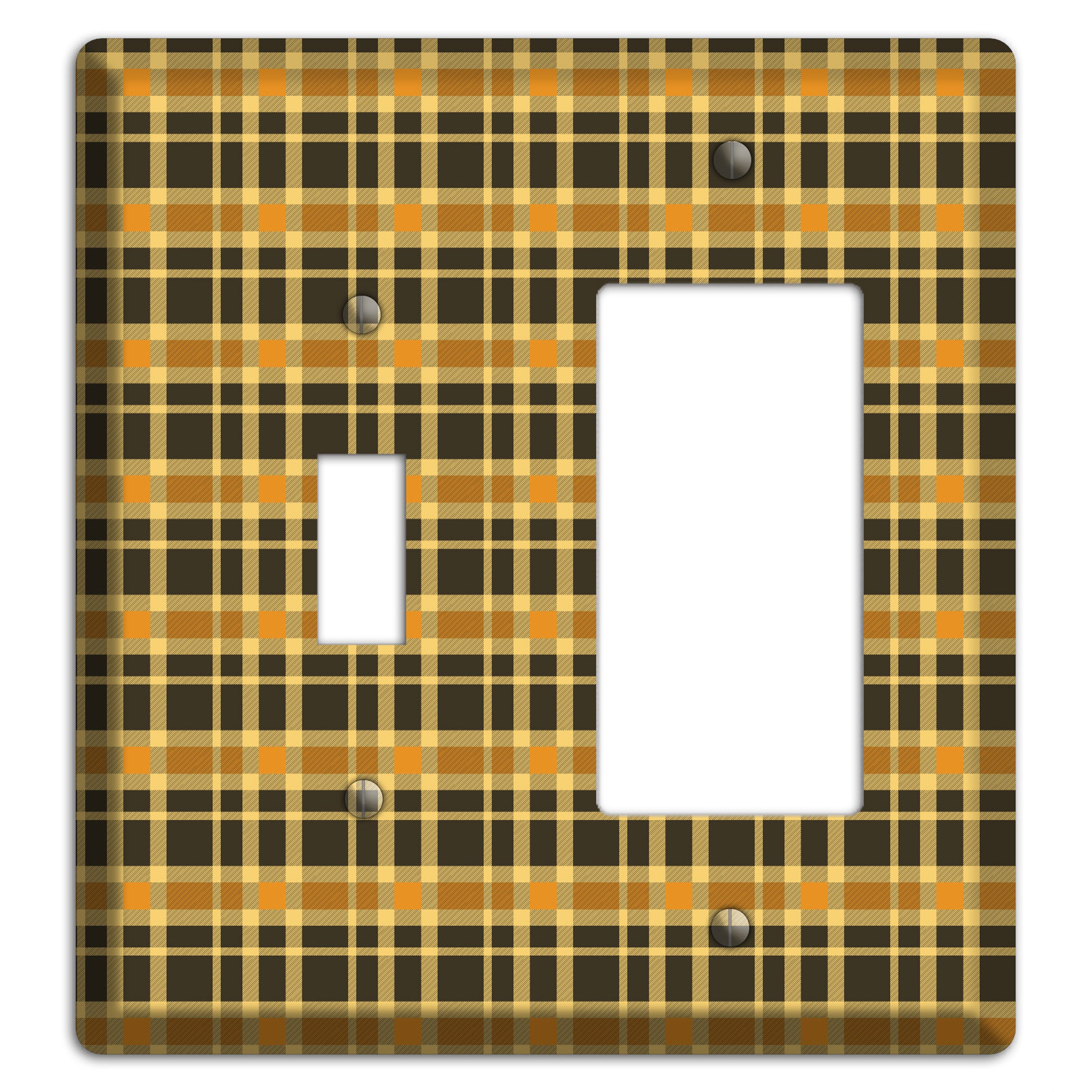 Mustard and Black Plaid Toggle / Rocker Wallplate