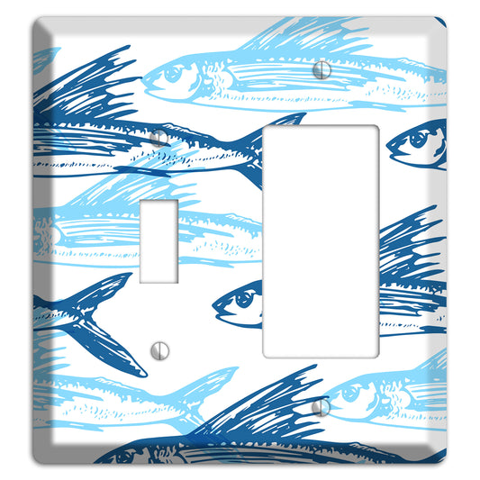 Multi-Blue Fish Toggle / Rocker Wallplate