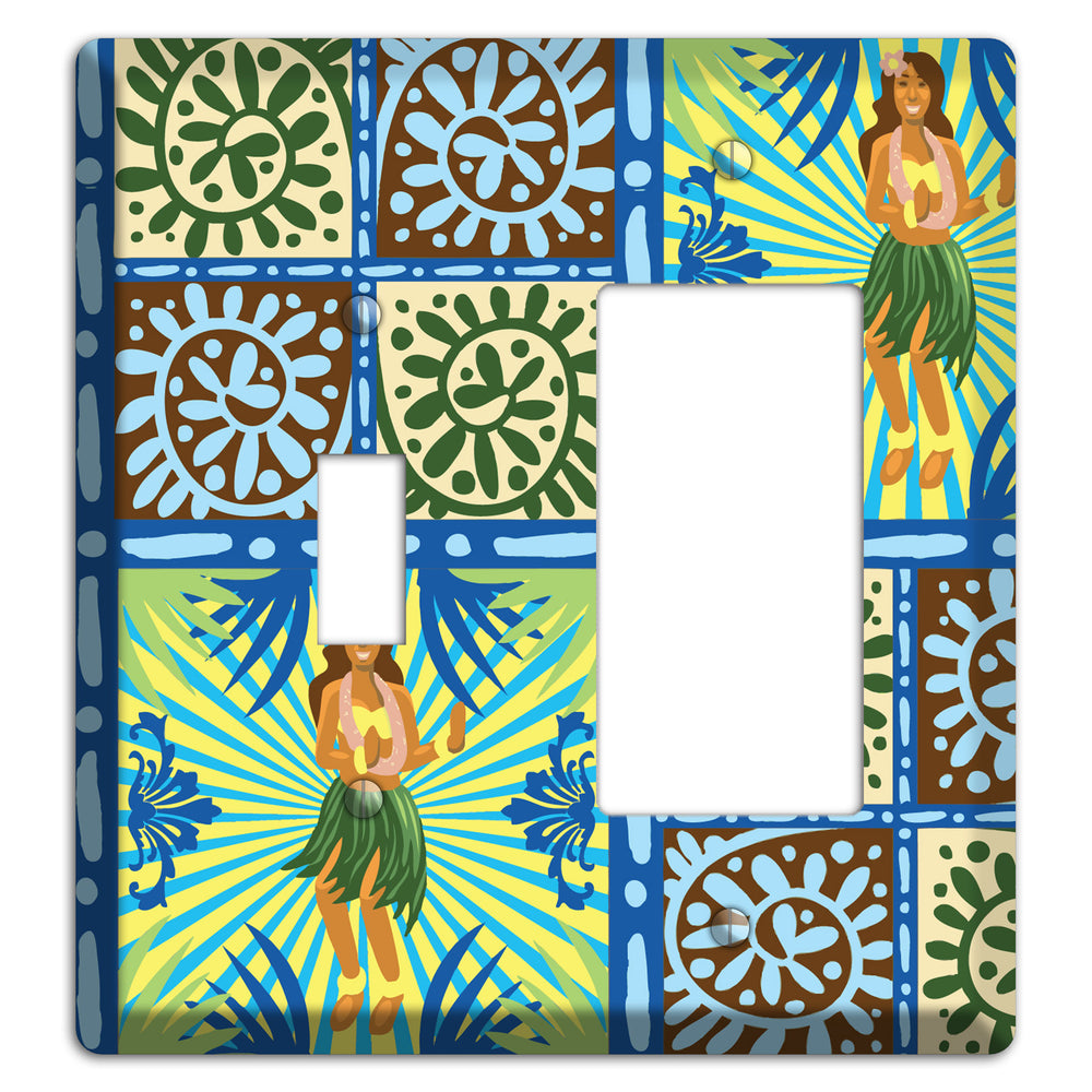 Blue and Green Hula Toggle / Rocker Wallplate