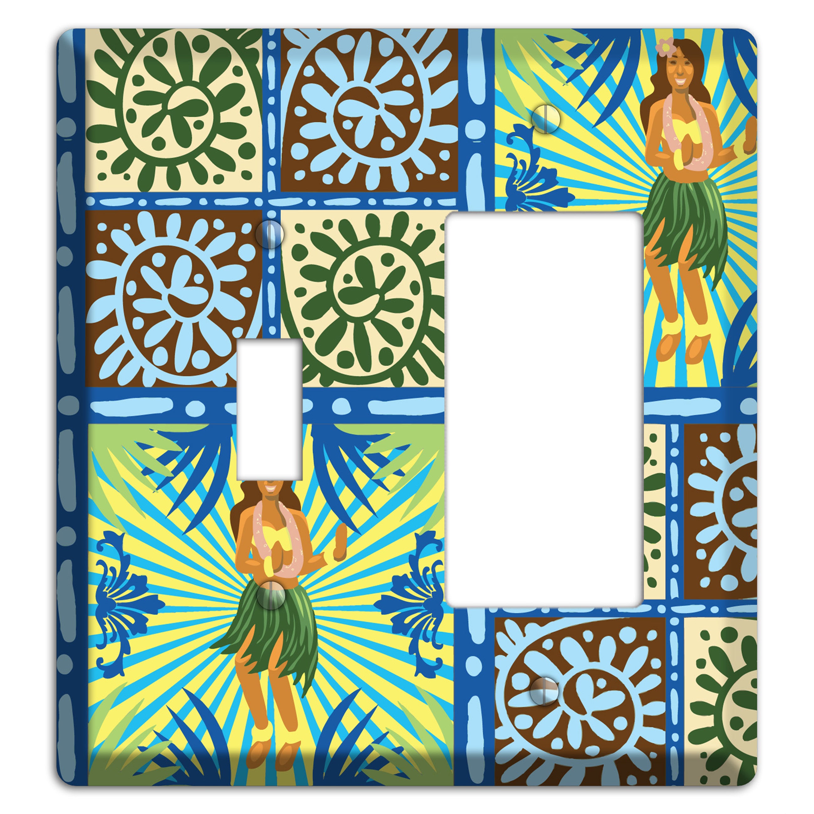 Blue and Green Hula Toggle / Rocker Wallplate
