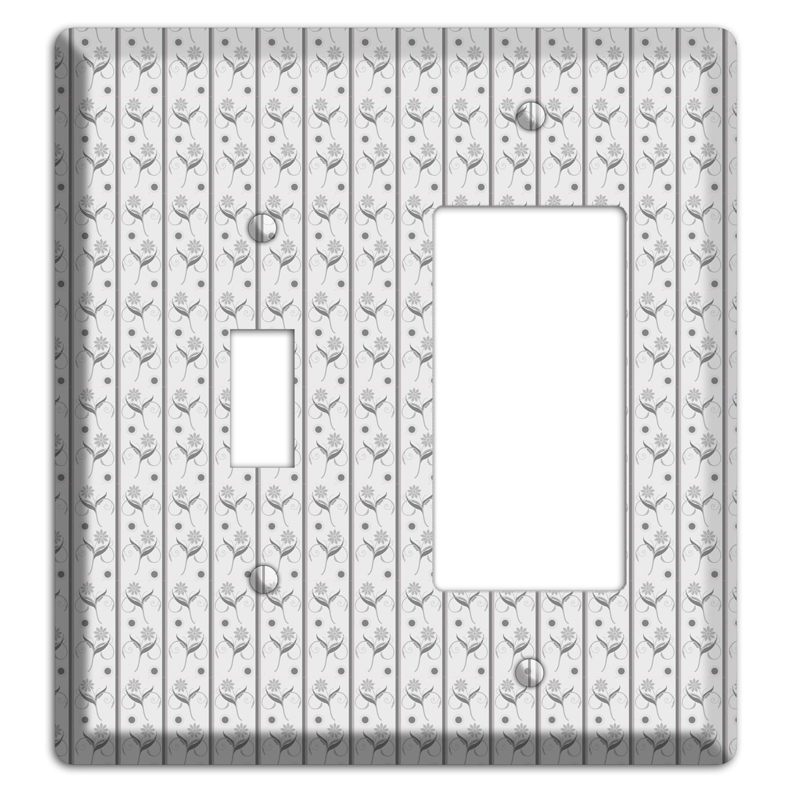 Grey Small Floral Pattern Toggle / Rocker Wallplate