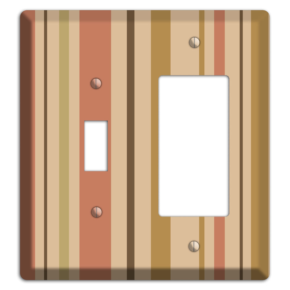 Multi Dusty Pink Vertical Stripes Toggle / Rocker Wallplate