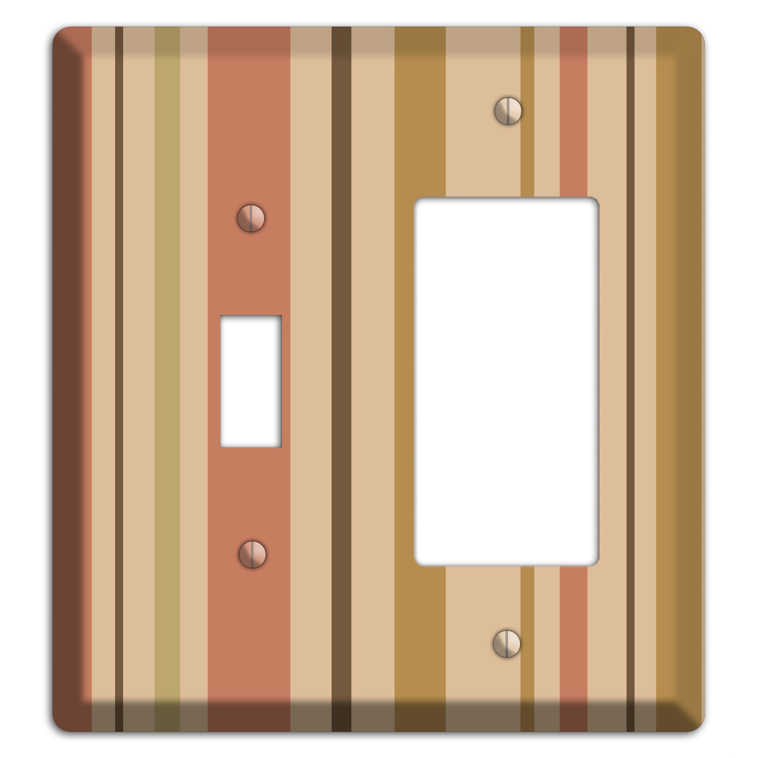 Multi Dusty Pink Vertical Stripes Toggle / Rocker Wallplate