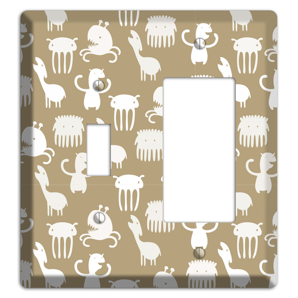 Sily Monsters Brown and White Toggle / Rocker Wallplate