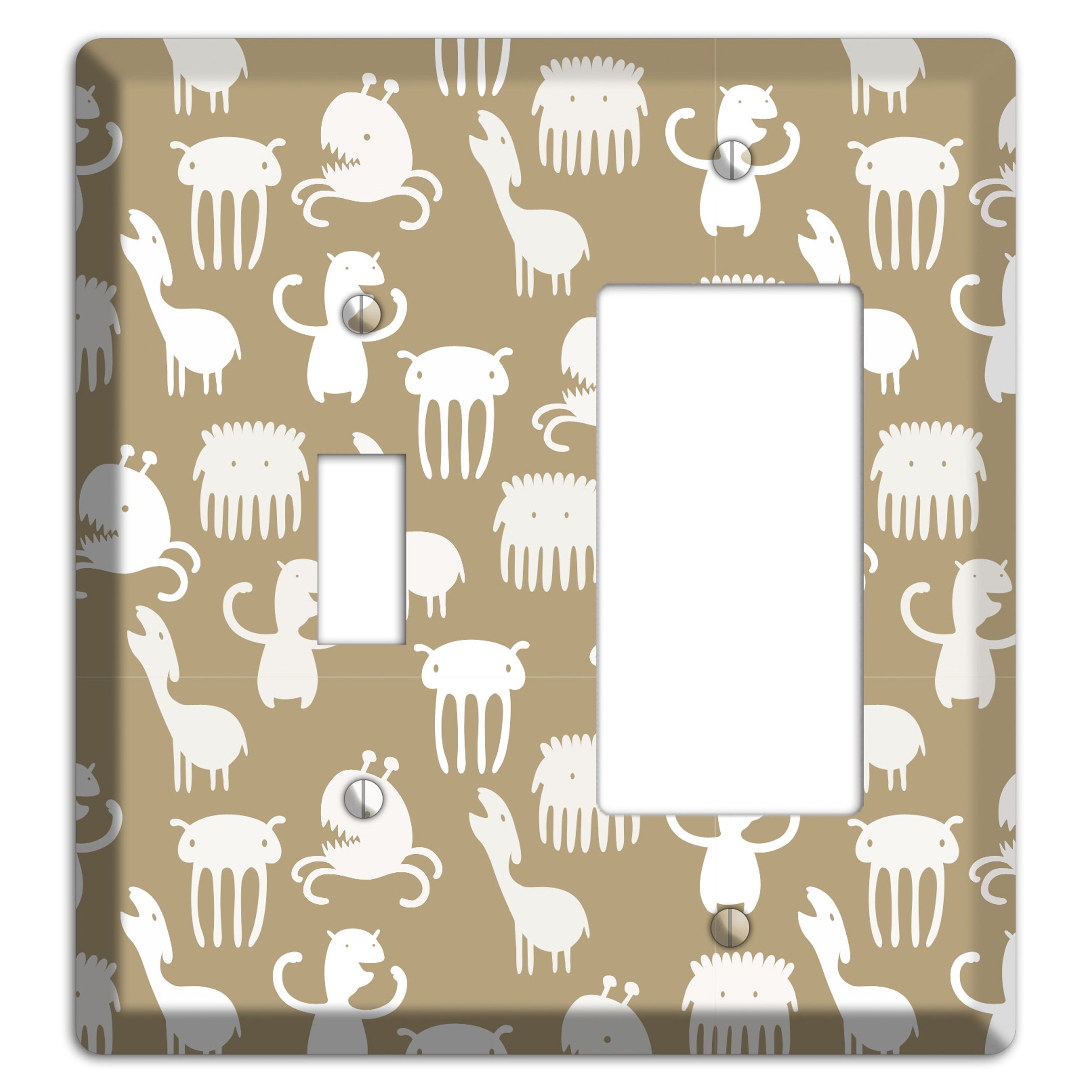 Sily Monsters Brown and White Toggle / Rocker Wallplate