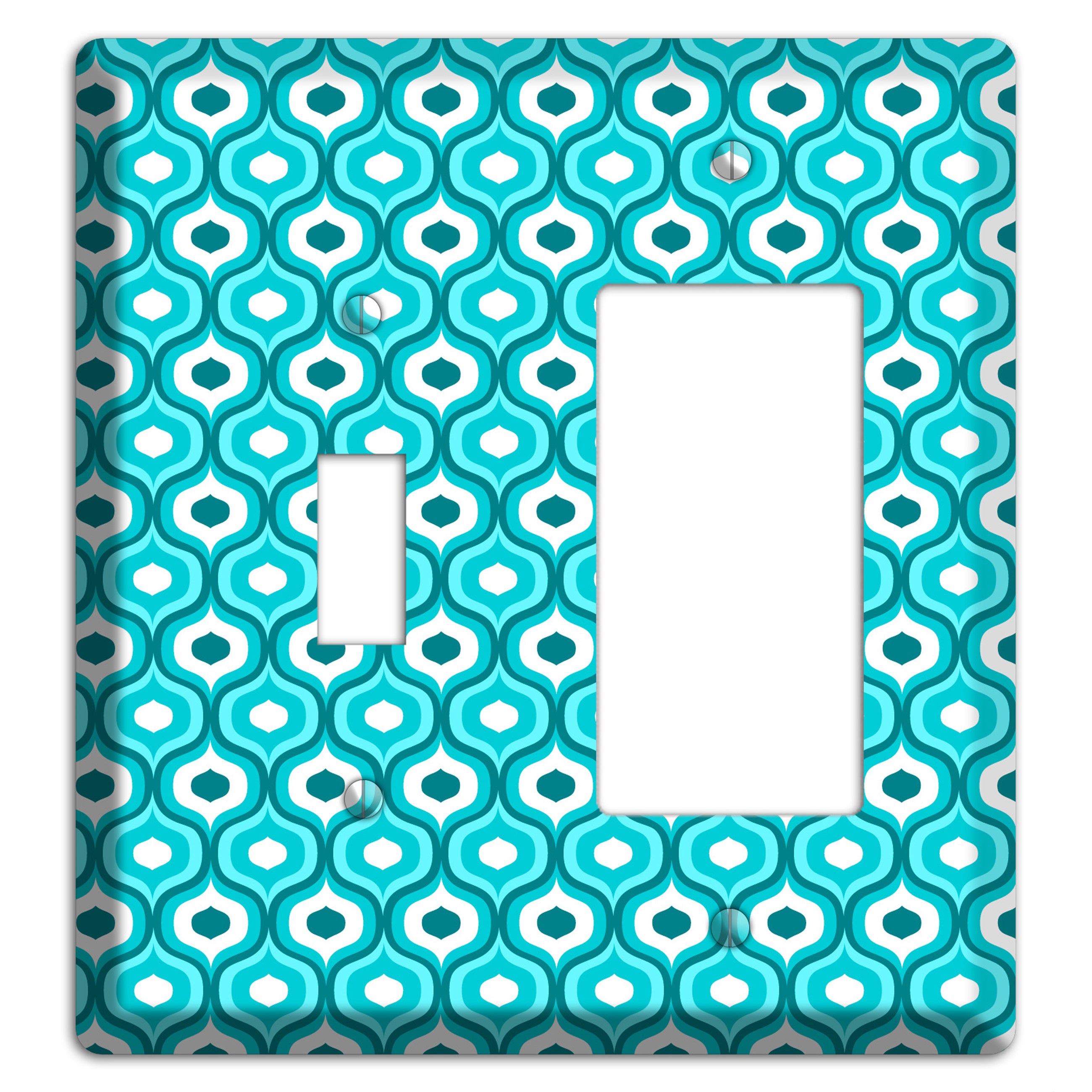 Multi Turquoise Double Scallop 2 Toggle / Rocker Wallplate