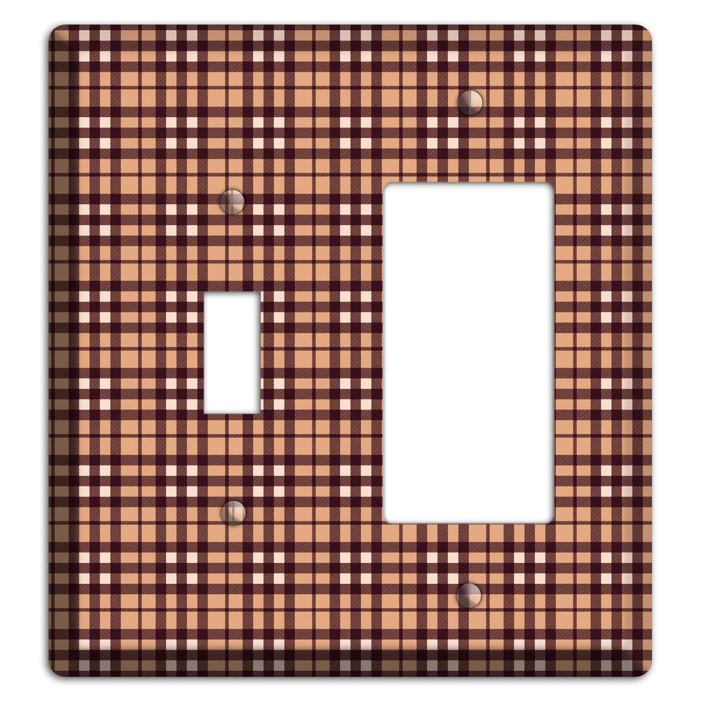 Multi Brown Plaid Toggle / Rocker Wallplate