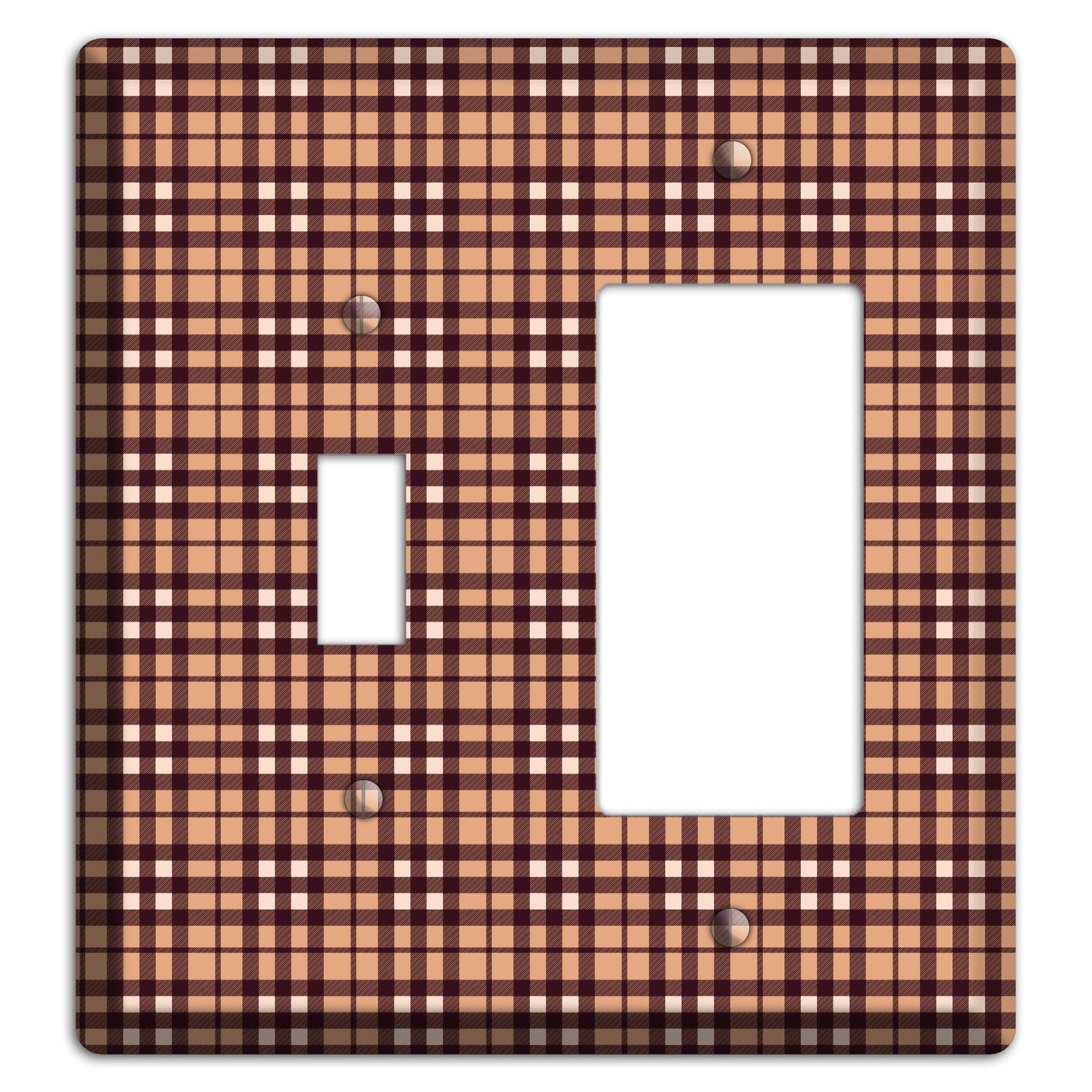 Multi Brown Plaid Toggle / Rocker Wallplate