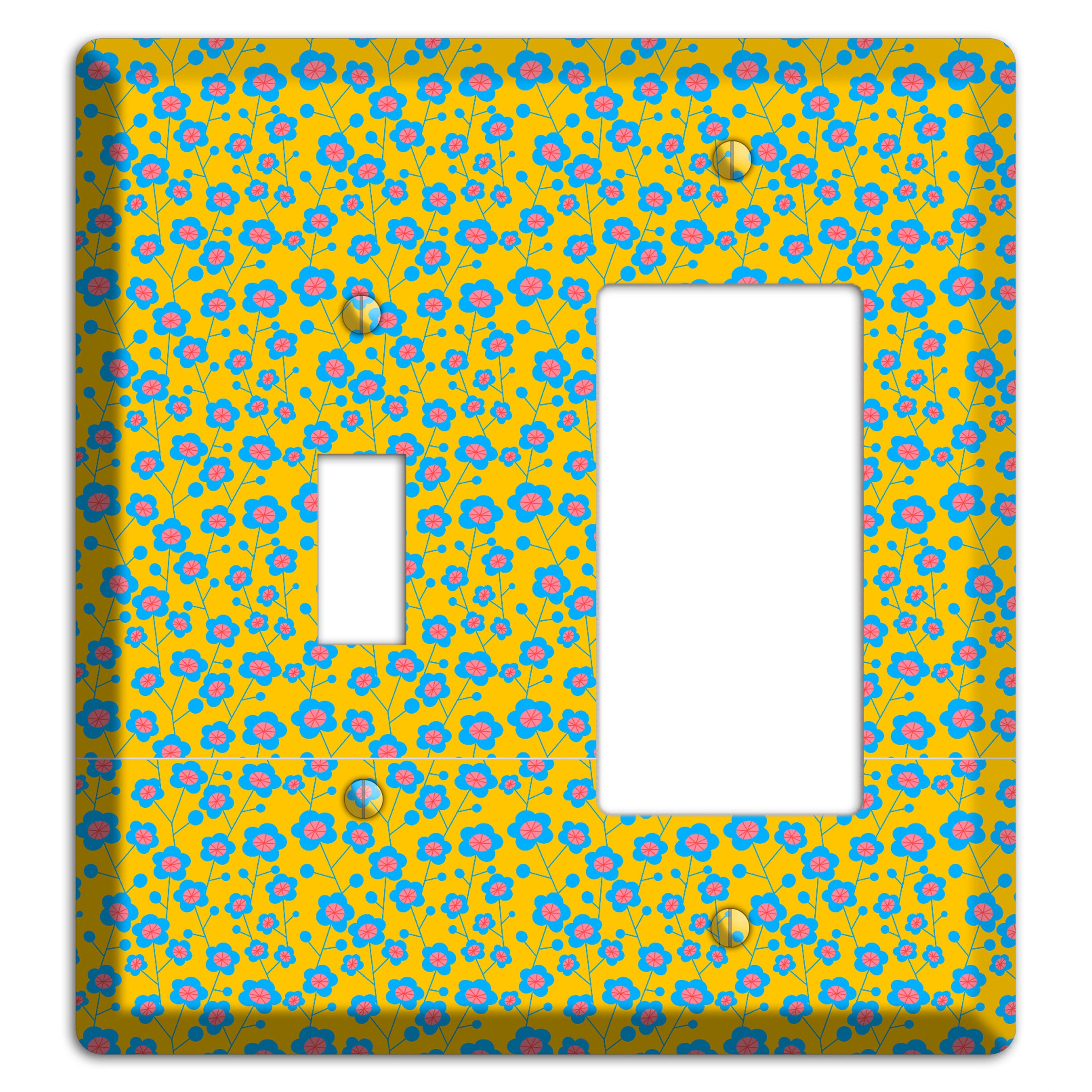 Yellow Blue Pink Calico Toggle / Rocker Wallplate