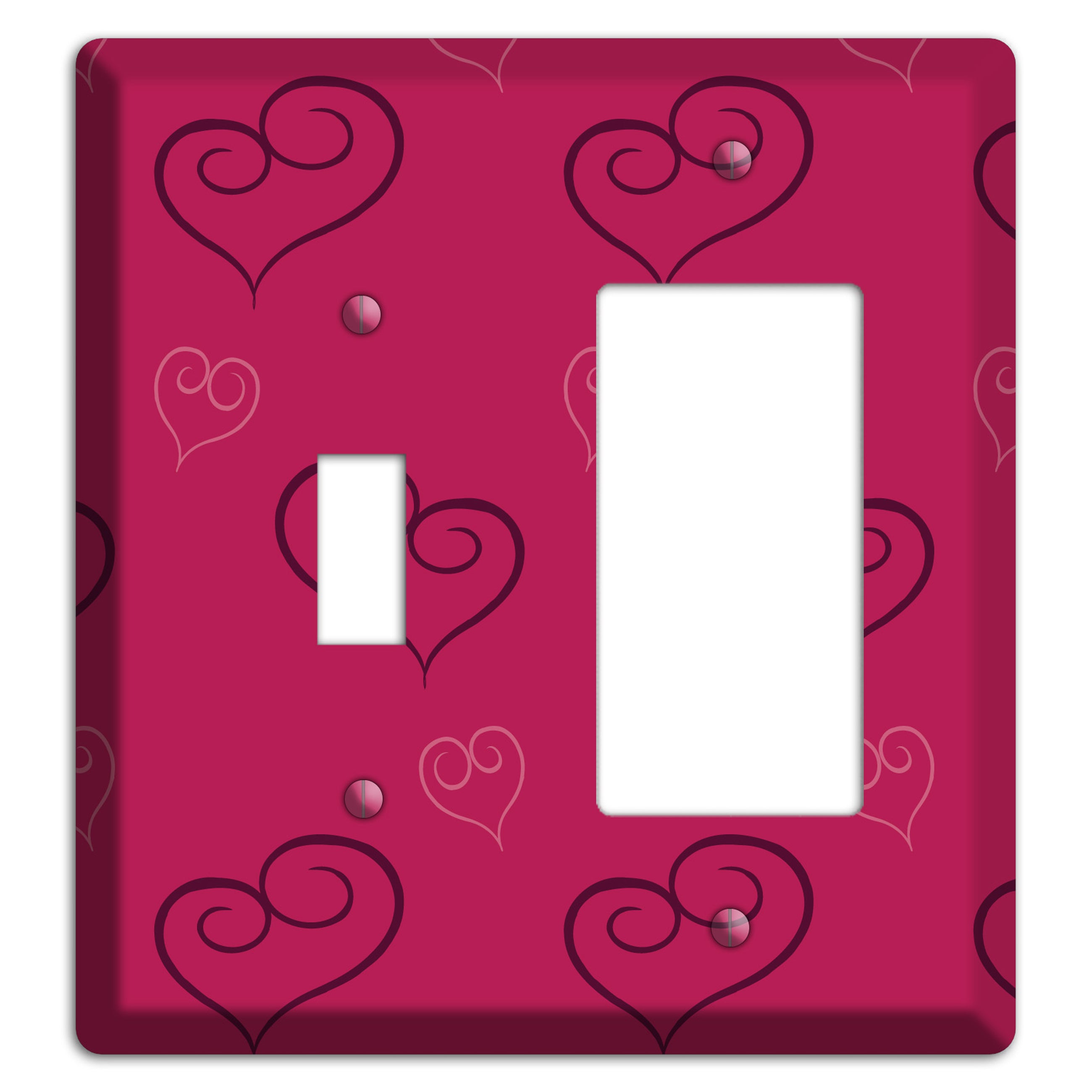 Fuschia Scroll Heart 2 Toggle / Rocker Wallplate