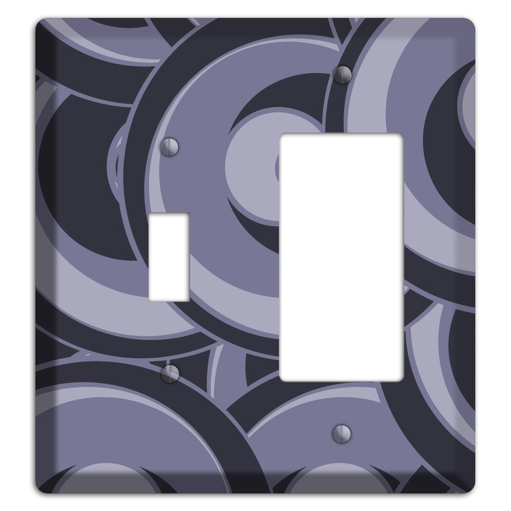 Black and Purple-grey Deco Circles Toggle / Rocker Wallplate