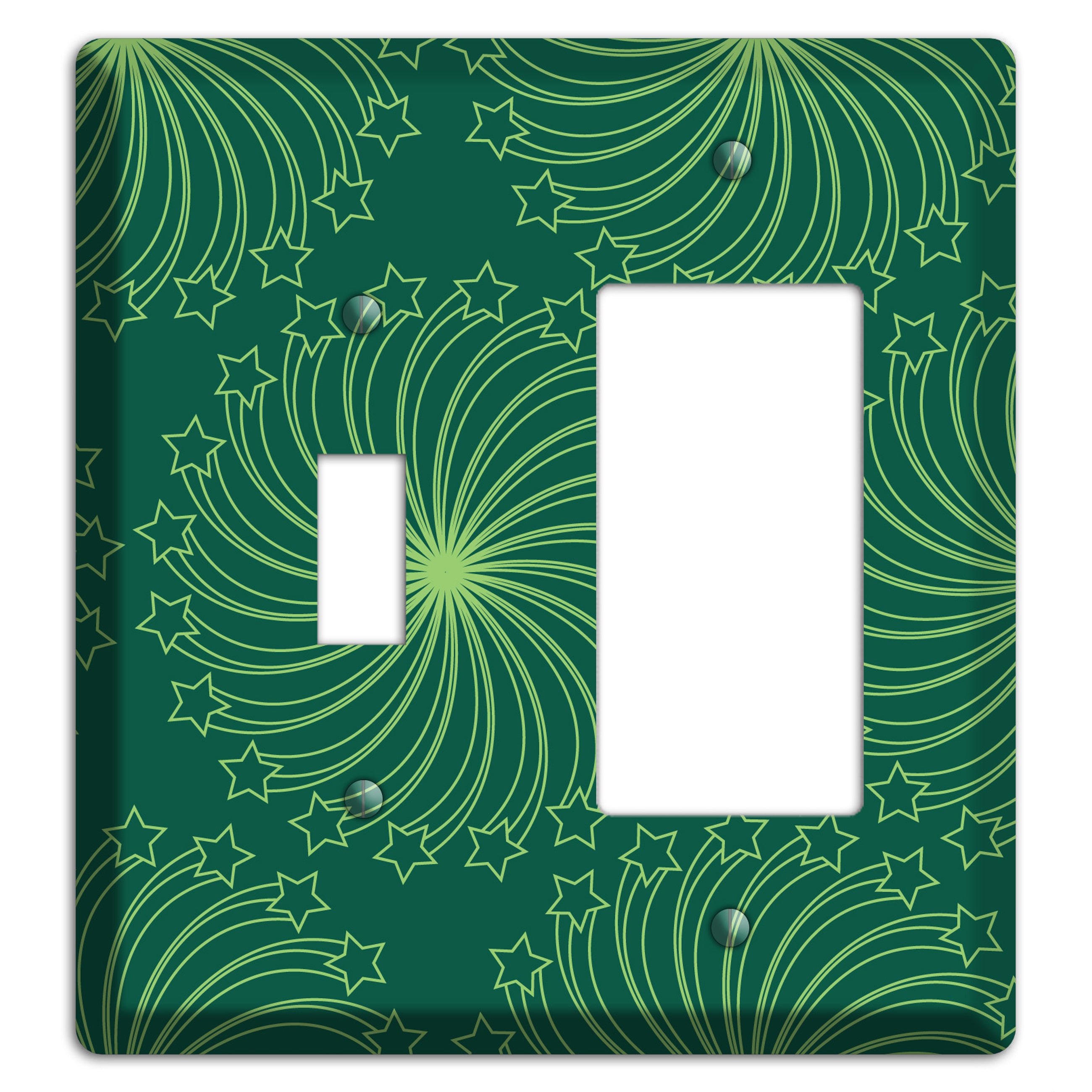 Multi Green Star Swirl Toggle / Rocker Wallplate