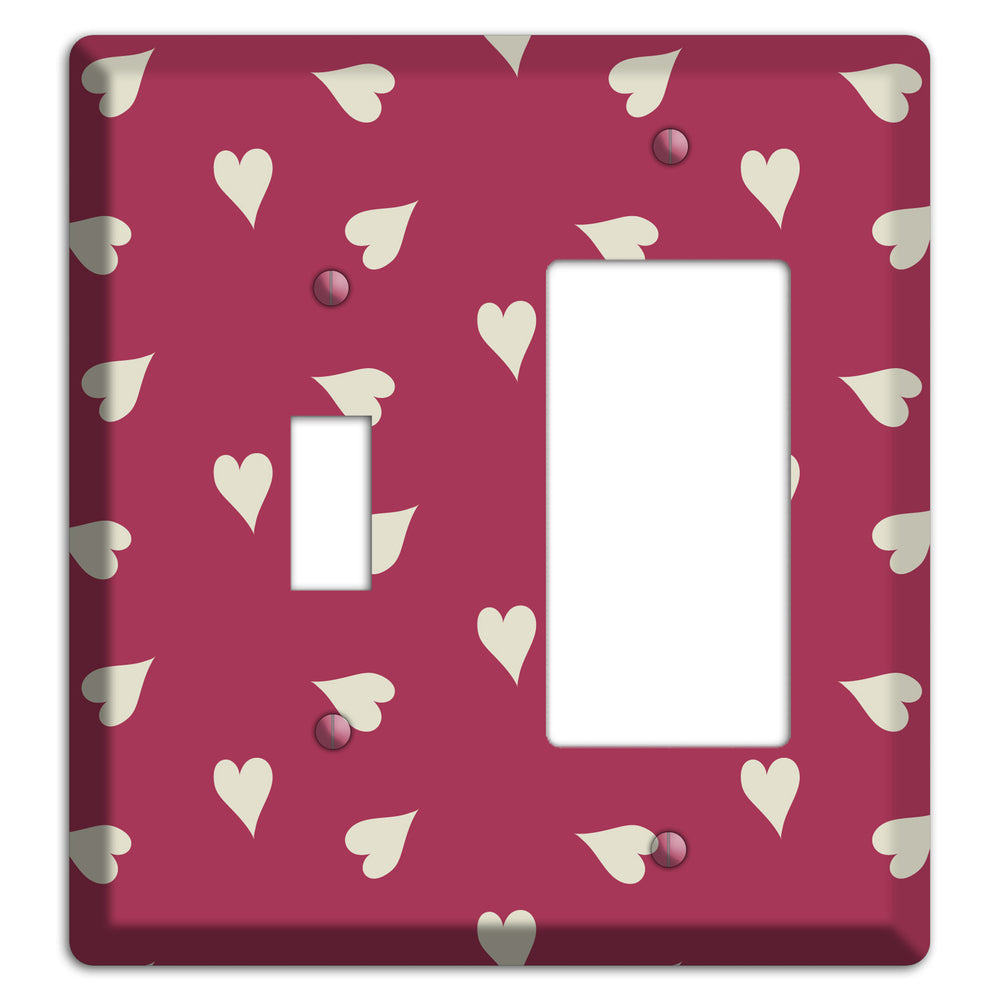 Fuschia with White Hearts Toggle / Rocker Wallplate