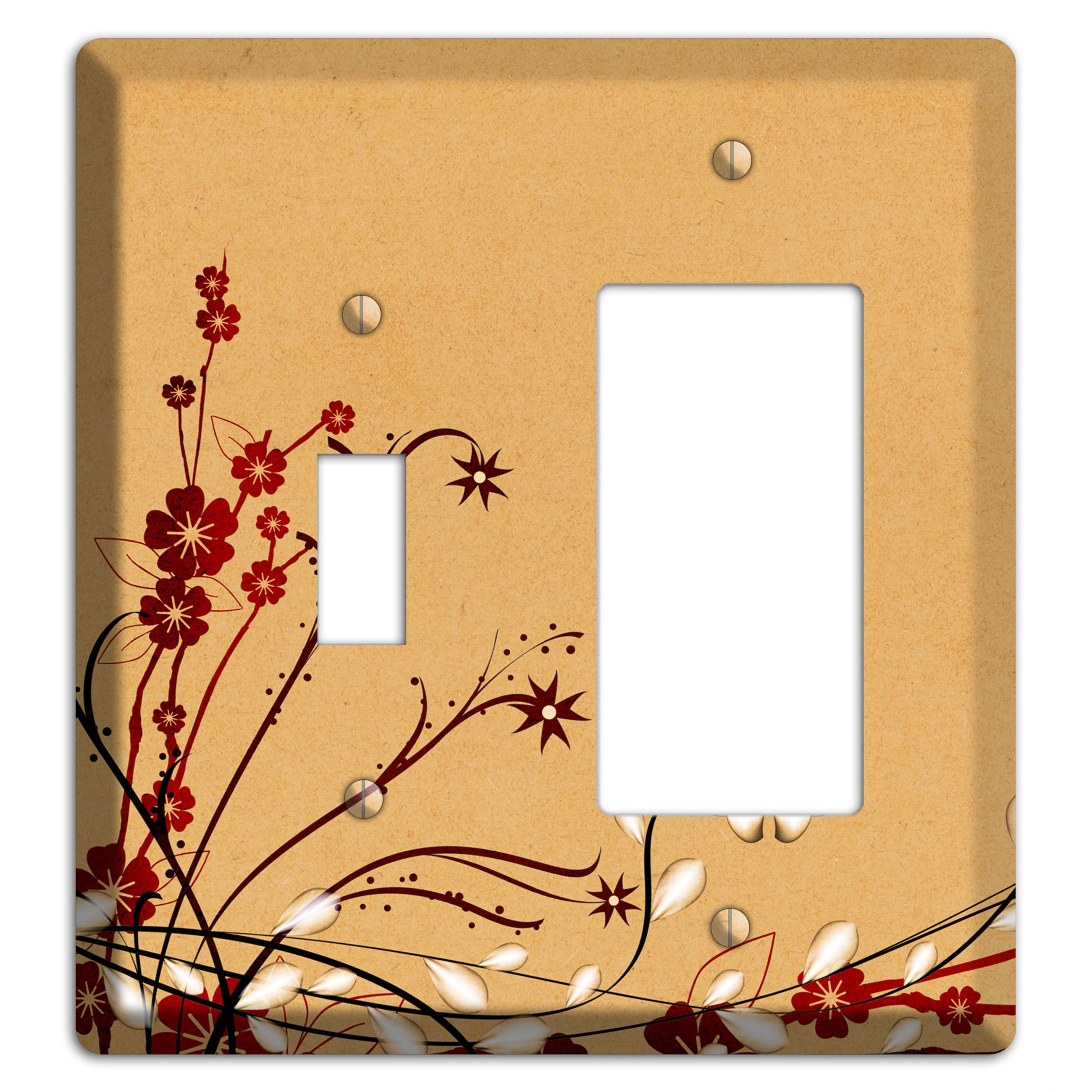 Delicate Red Flowers Toggle / Rocker Wallplate