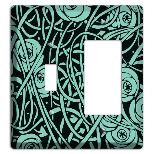 Teal Deco Floral Toggle / Rocker Wallplate