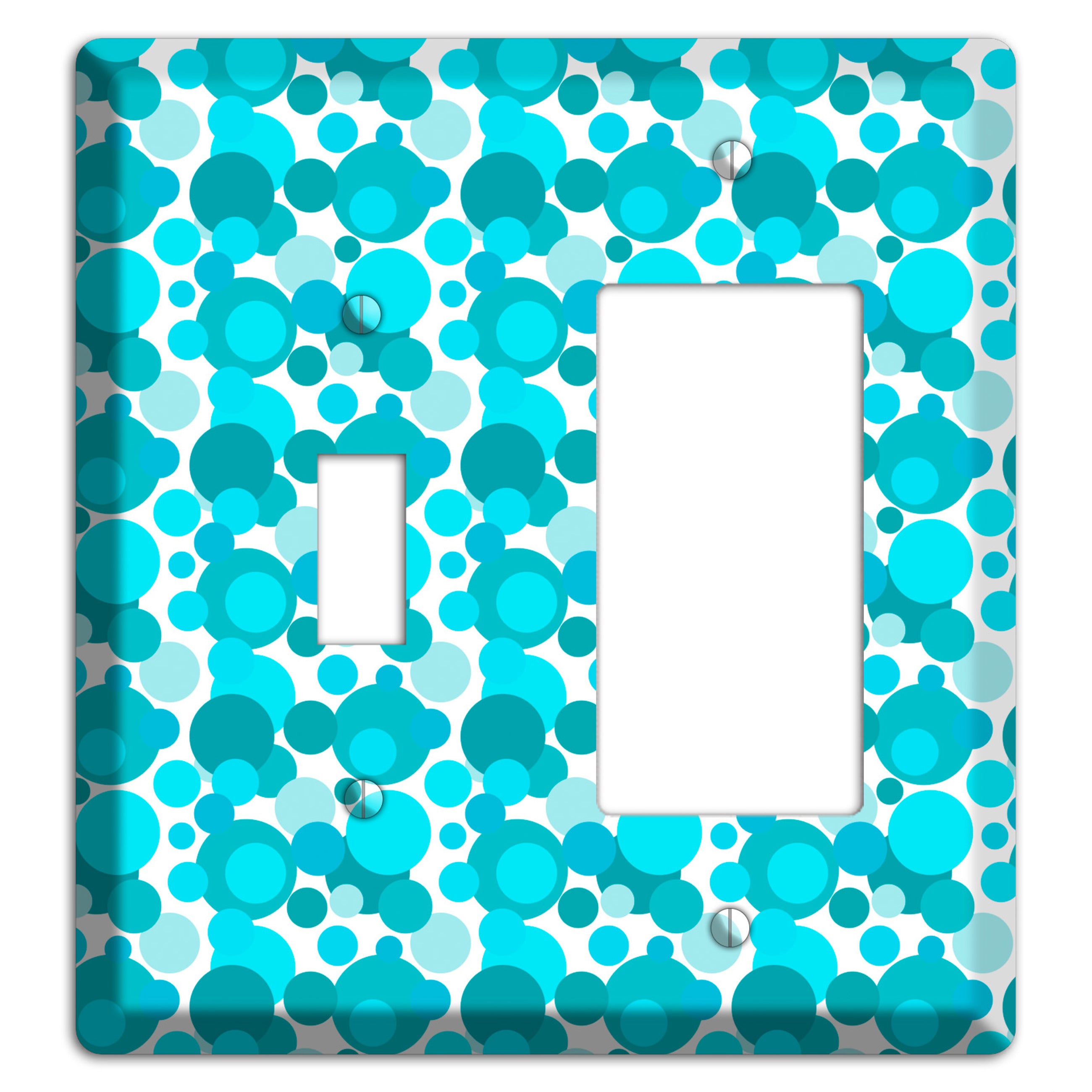 Multi Turquoise Bubble Dots Toggle / Rocker Wallplate