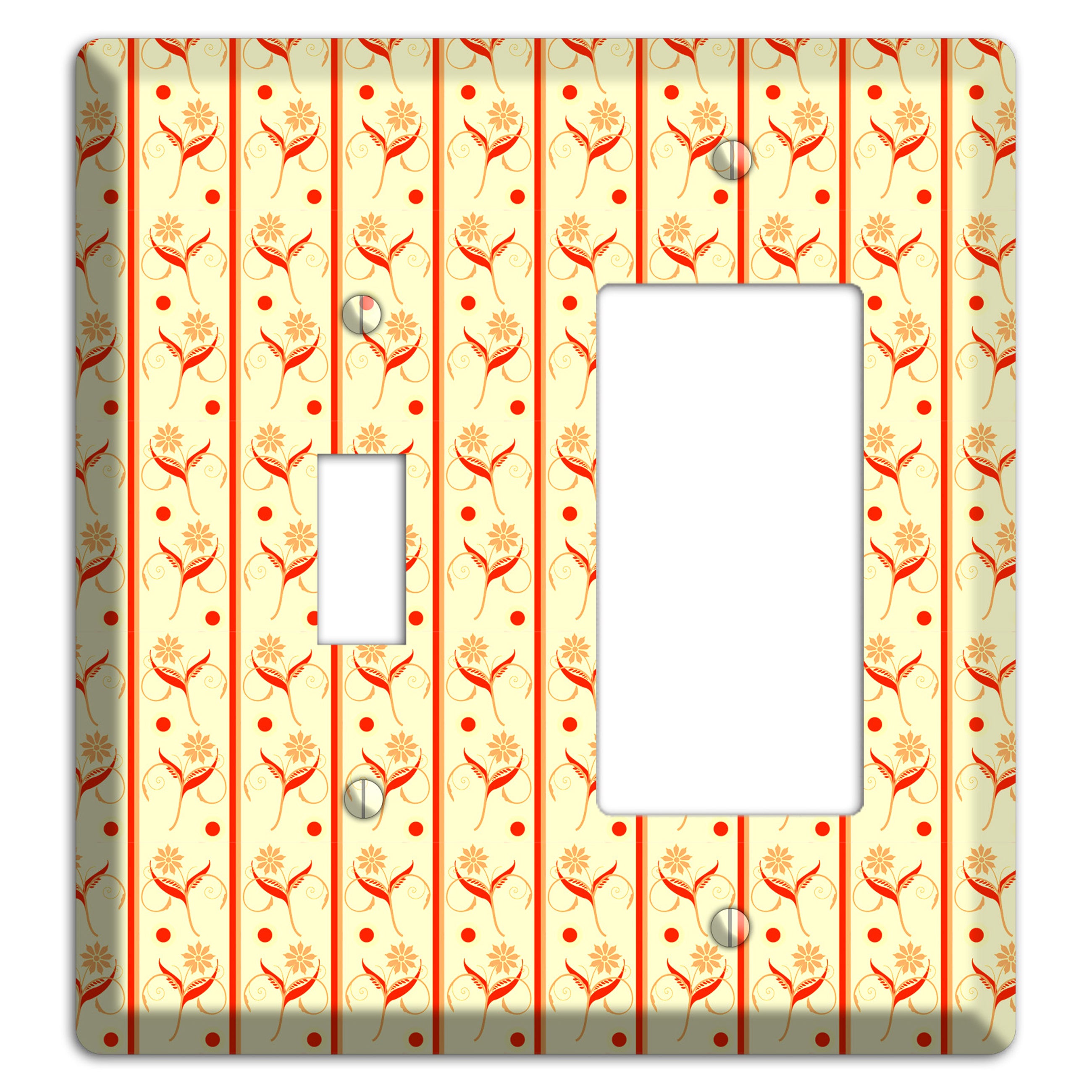 Yellow Floral Pattern Toggle / Rocker Wallplate