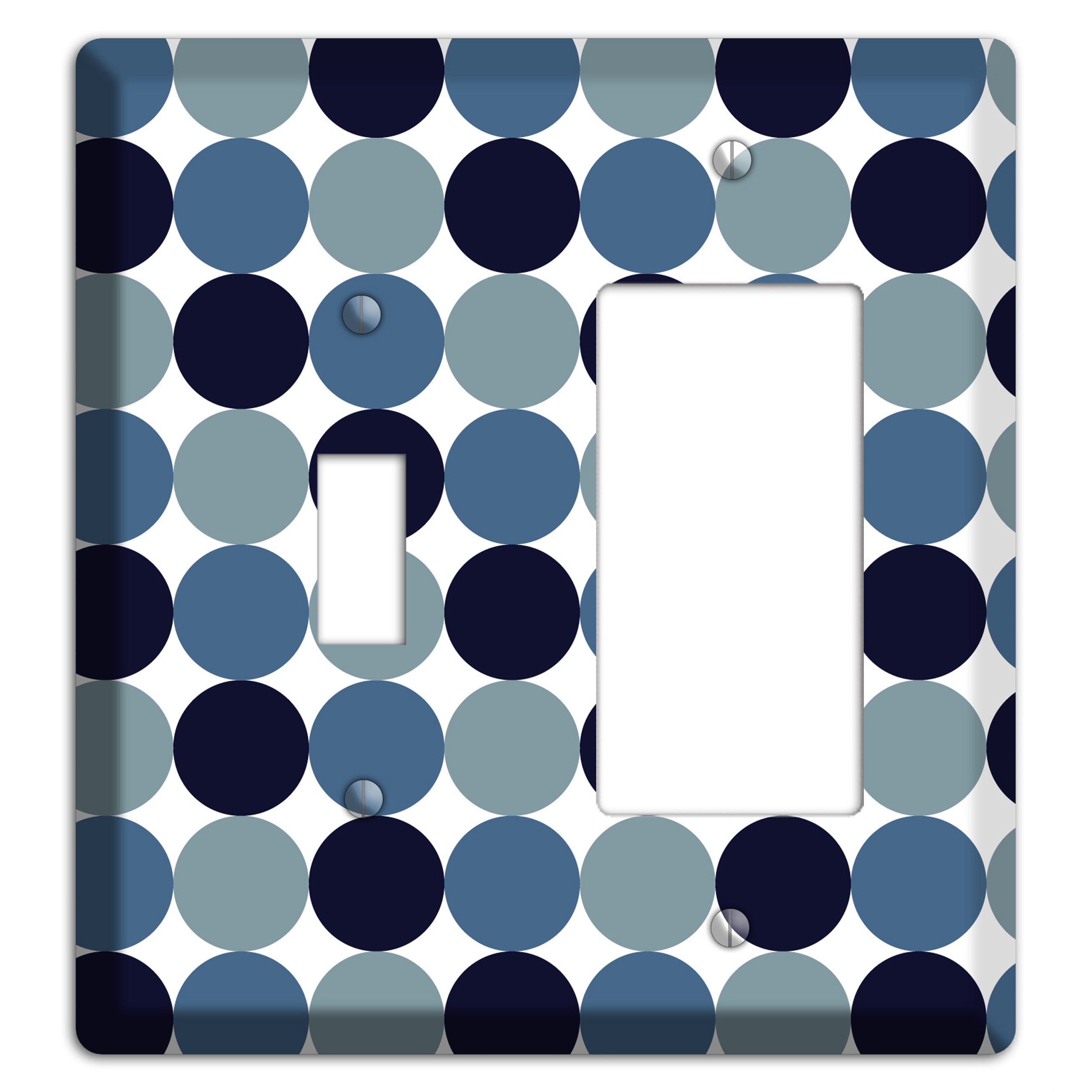 Multi Dusty Blue Tiled Dots Toggle / Rocker Wallplate