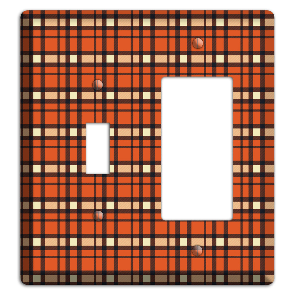 Orange Plaid Toggle / Rocker Wallplate