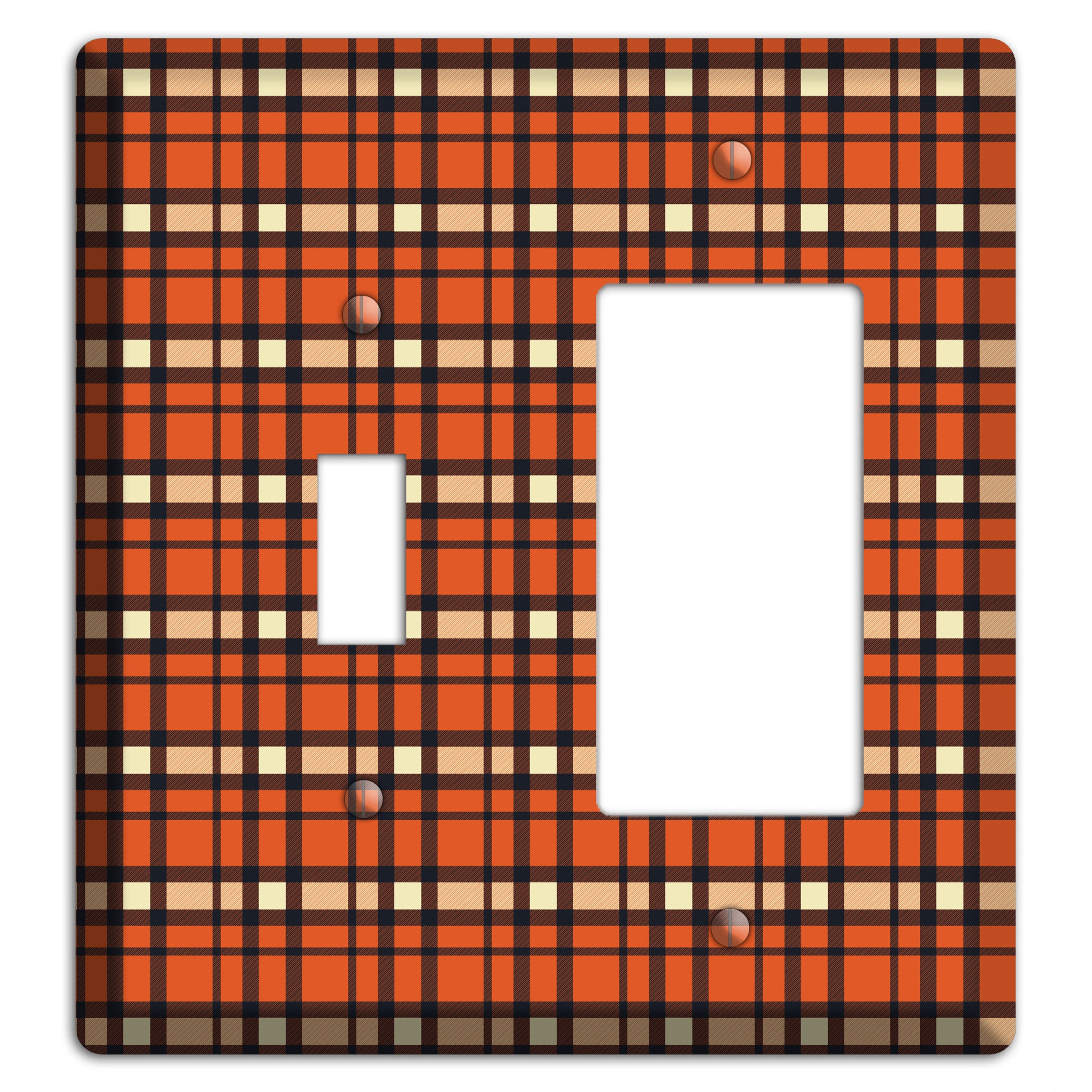 Orange Plaid Toggle / Rocker Wallplate
