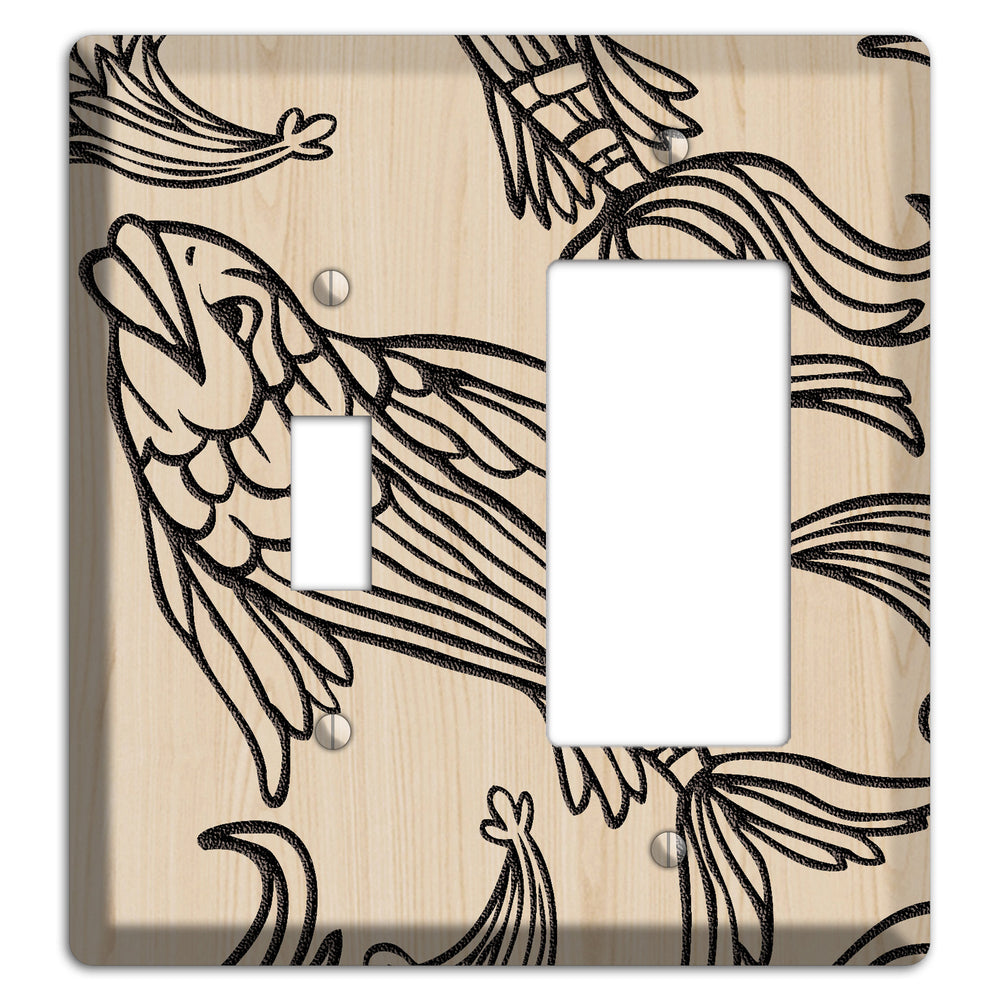 Koi Wood Lasered Toggle / Rocker Wallplate