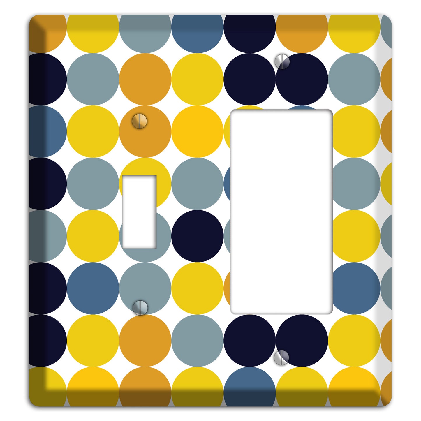 Multi Yellow and Blue Dots Toggle / Rocker Wallplate