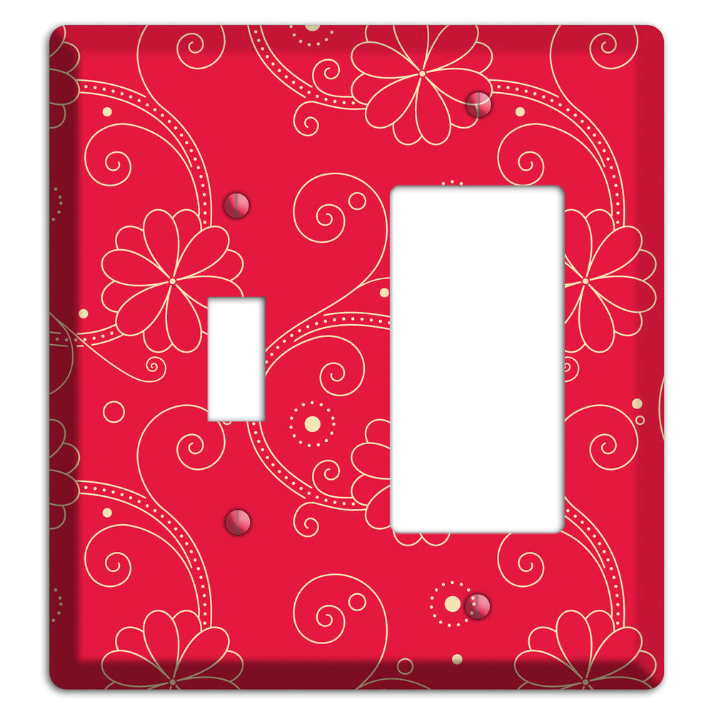 Red Floral Swirl Toggle / Rocker Wallplate