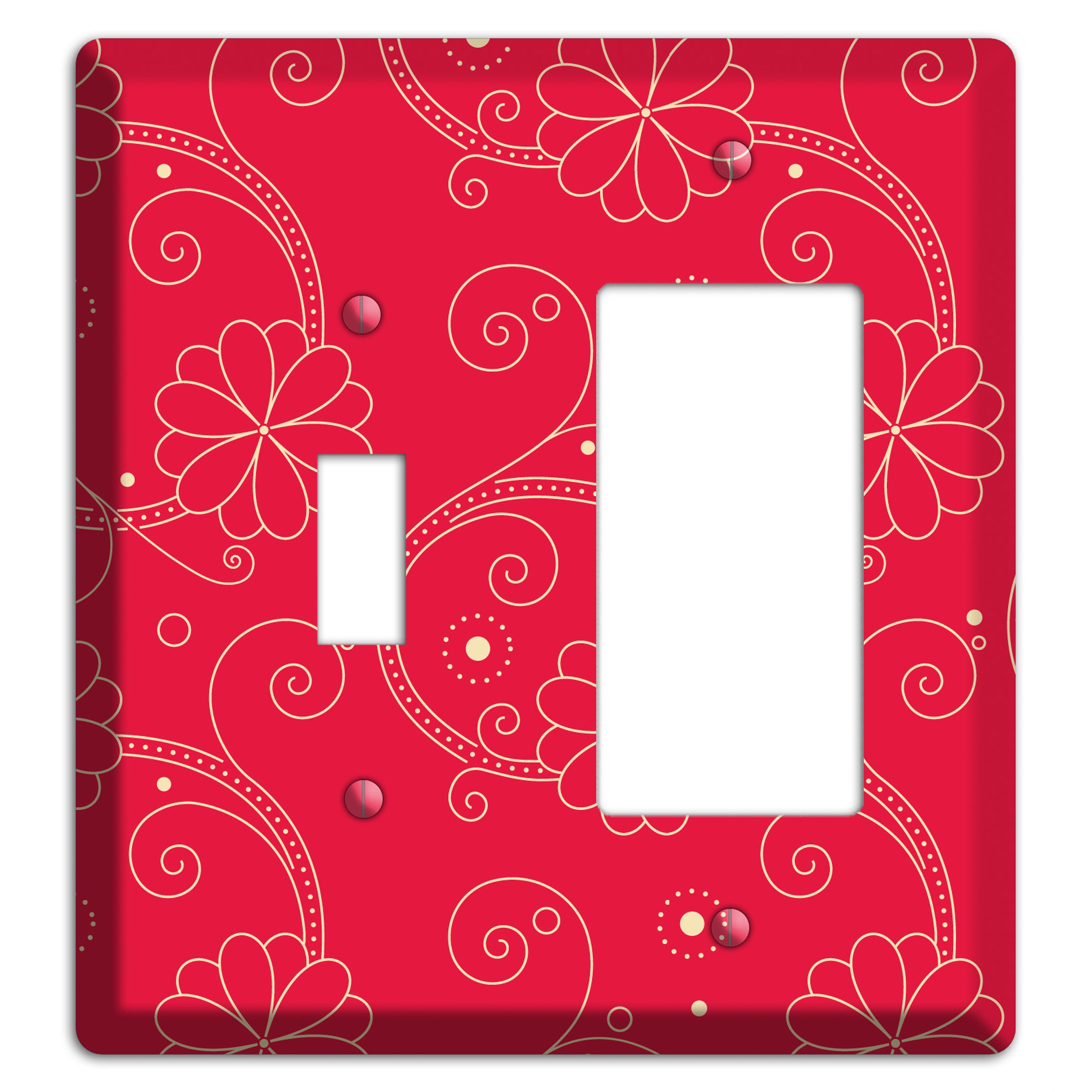 Red Floral Swirl Toggle / Rocker Wallplate