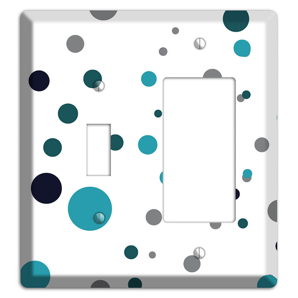 Teal and Blue Dots Toggle / Rocker Wallplate