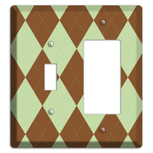 Brown and Green Argyle Toggle / Rocker Wallplate