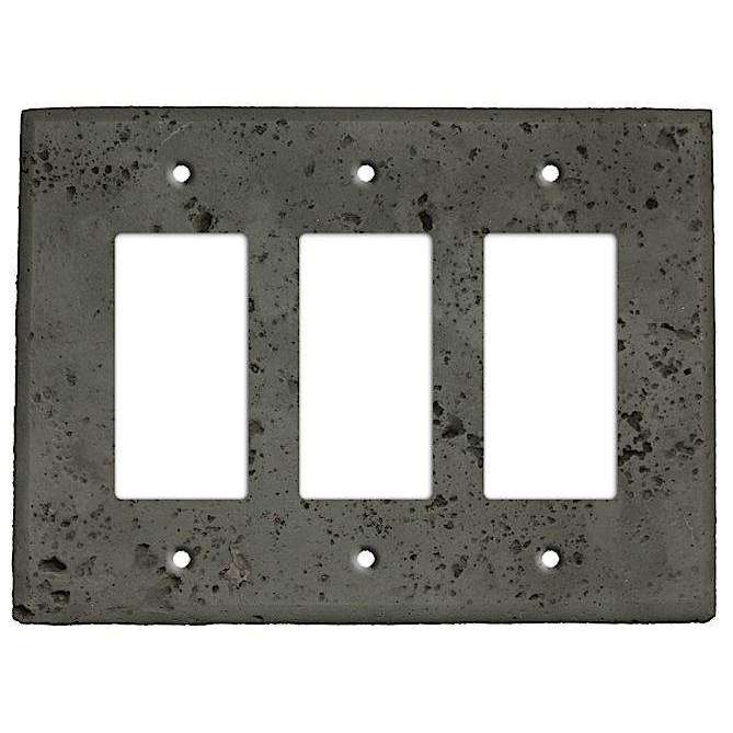 Charcoal Stone Triple Rocker Cover Plate