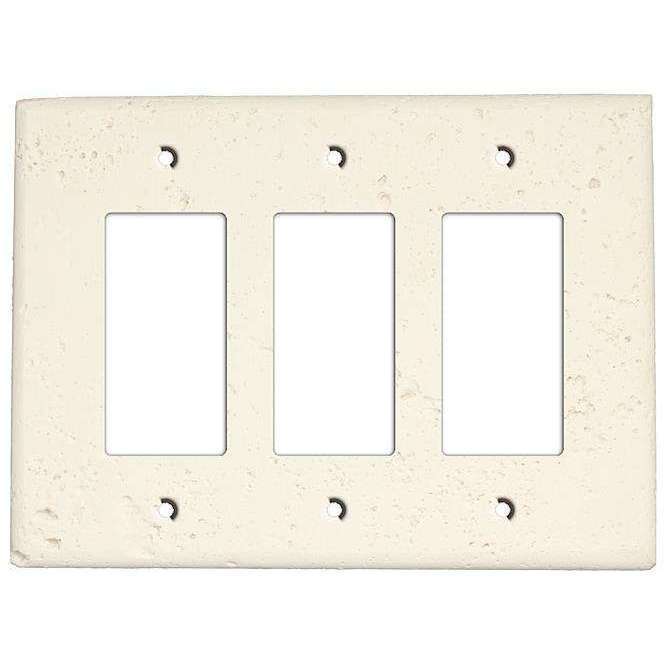 White Stone Triple Rocker Cover Plate