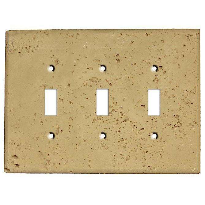 Khaki Stone Triple Toggle Switchplate:Wallplatesonline.com
