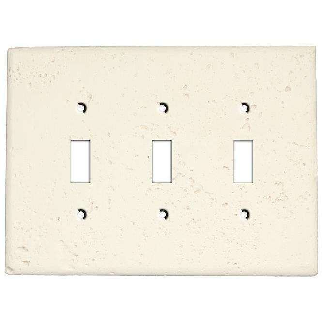 White Stone Triple Toggle Switchplate