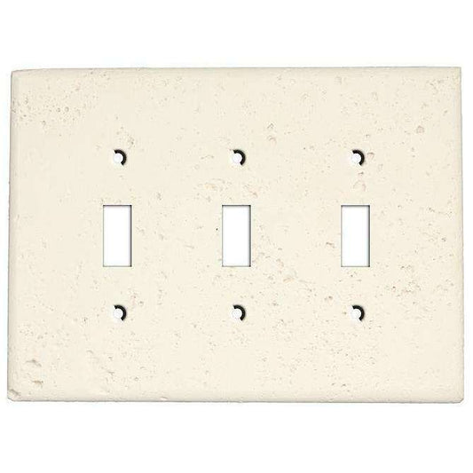 White Stone Triple Toggle Switchplate:Wallplatesonline.com