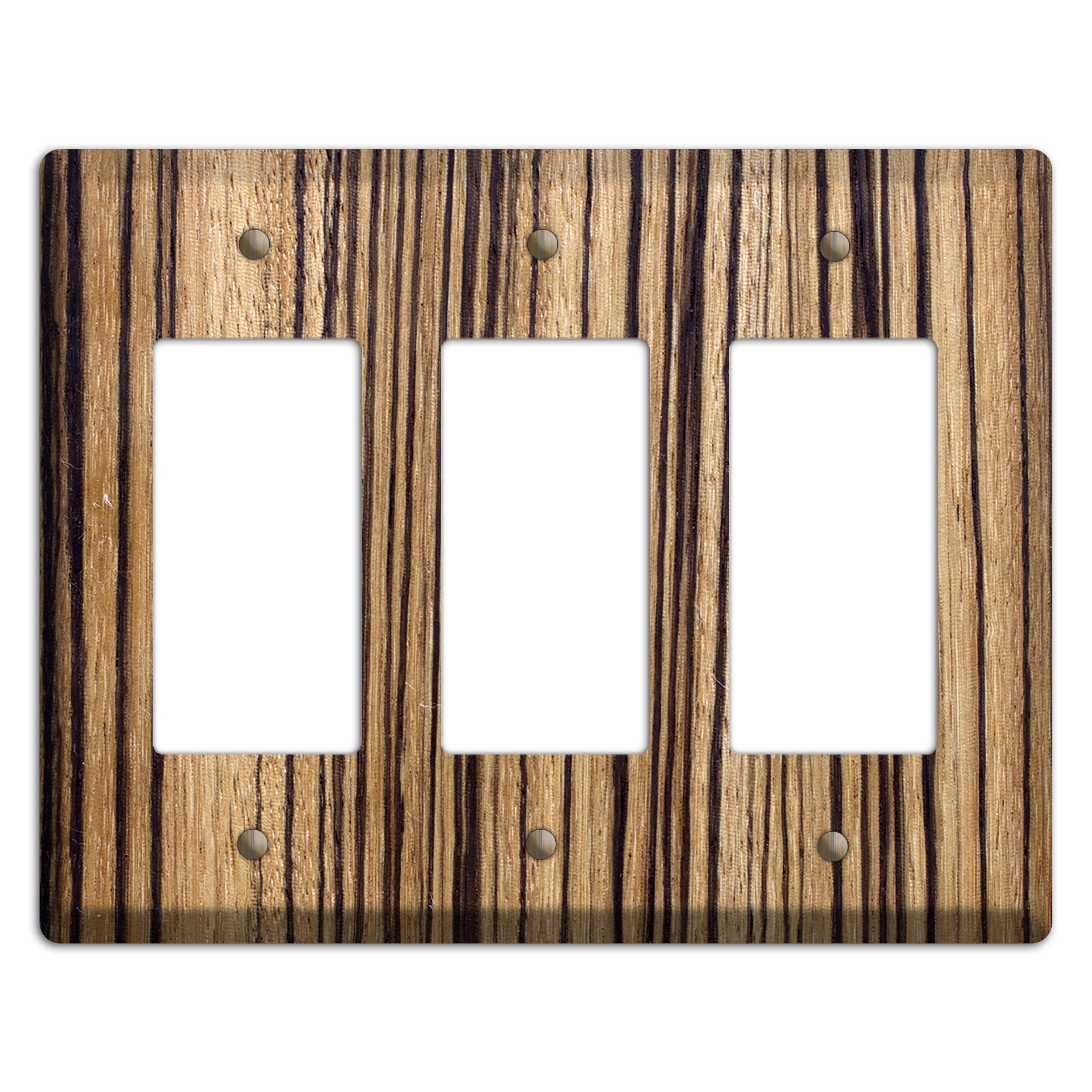 Zebrawood Wood Triple Rocker Cover Plate