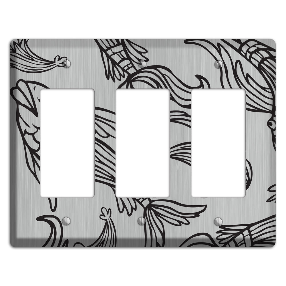 Black Koi Stainless Steel 3 Rocker Wallplate