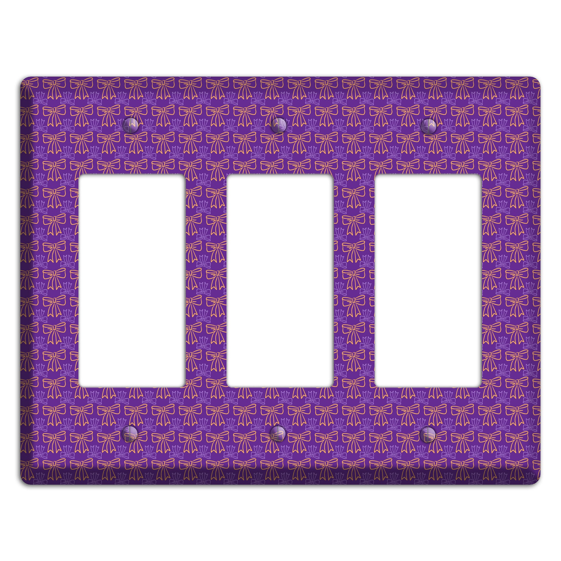 Purple with Pink Bows 3 Rocker Wallplate