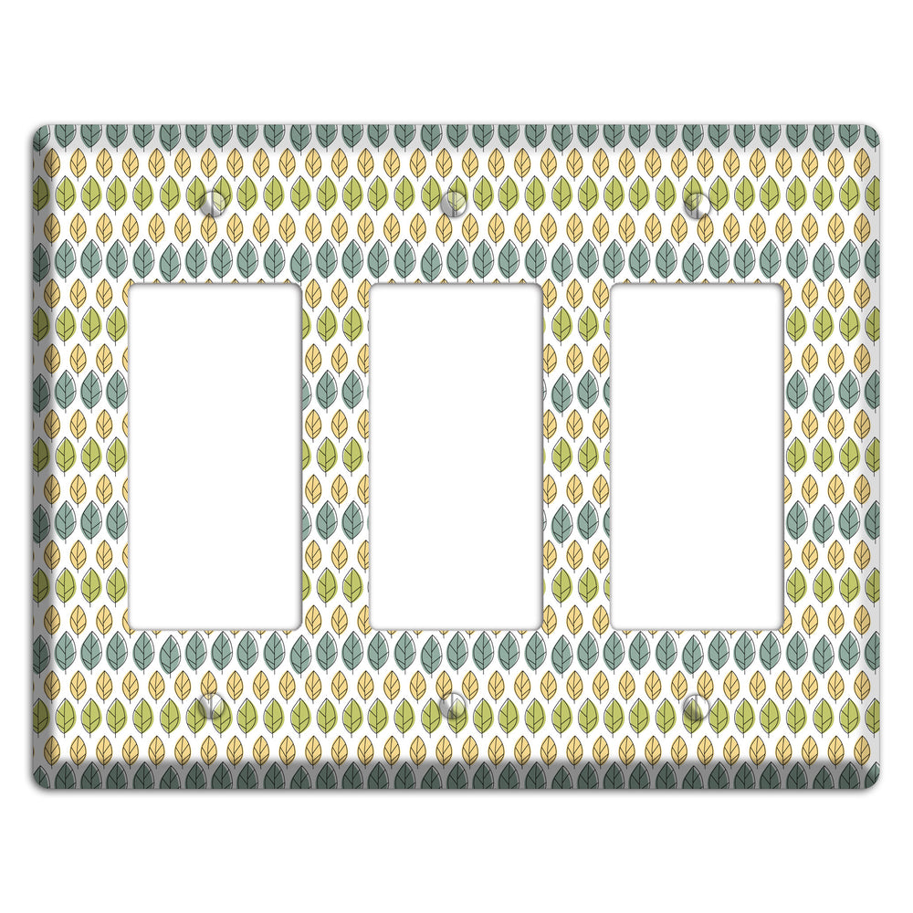 Sage Beige Dusty Blue Leaf Contour 3 Rocker Wallplate