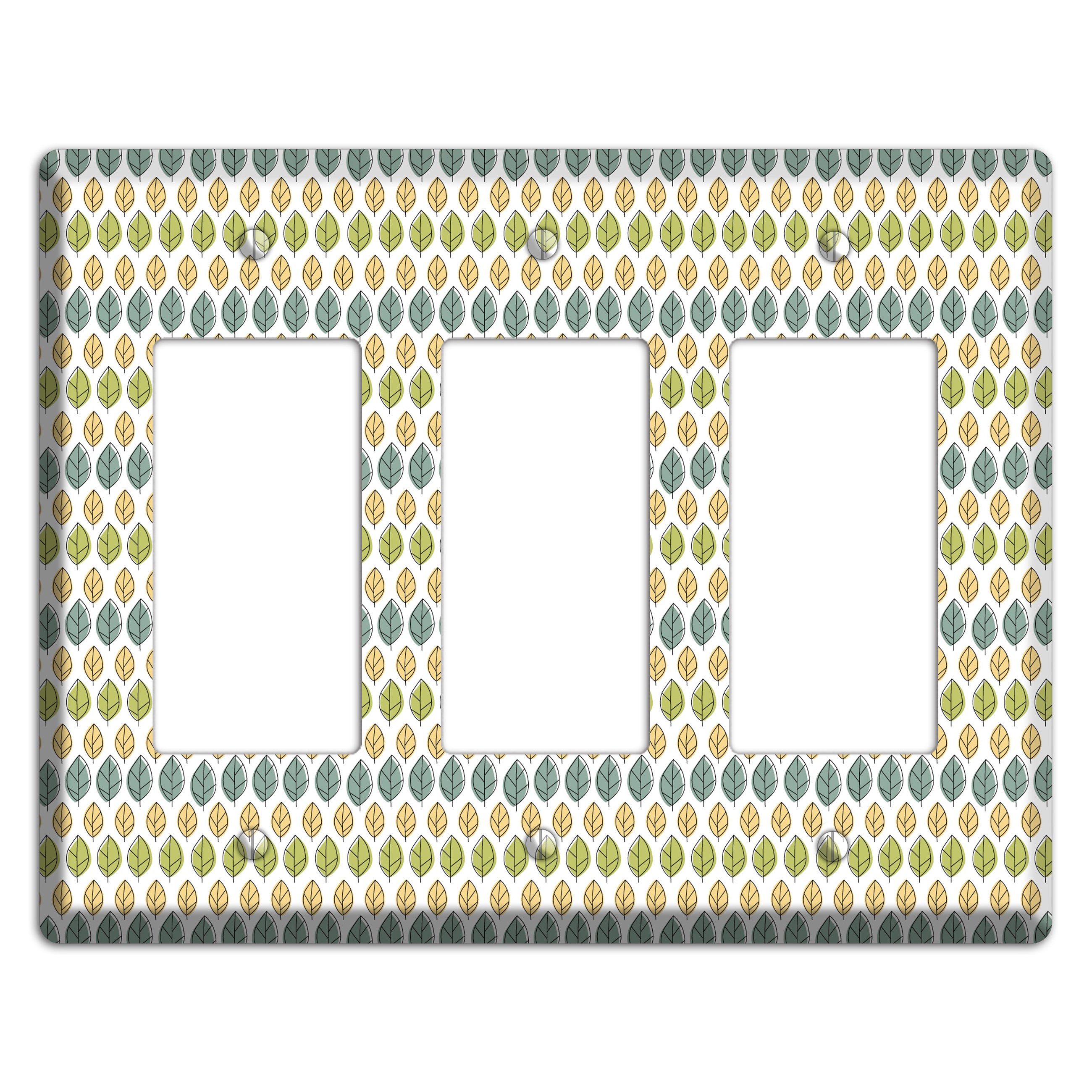 Sage Beige Dusty Blue Leaf Contour 3 Rocker Wallplate