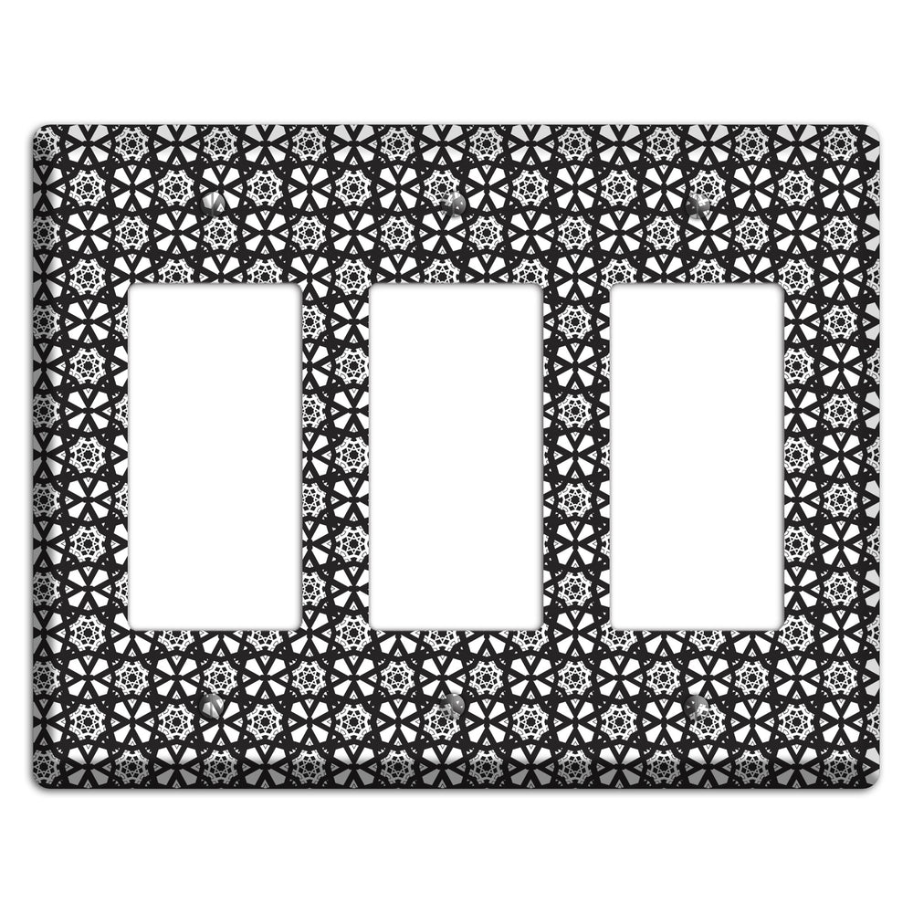 White with Black Arabesque 3 Rocker Wallplate