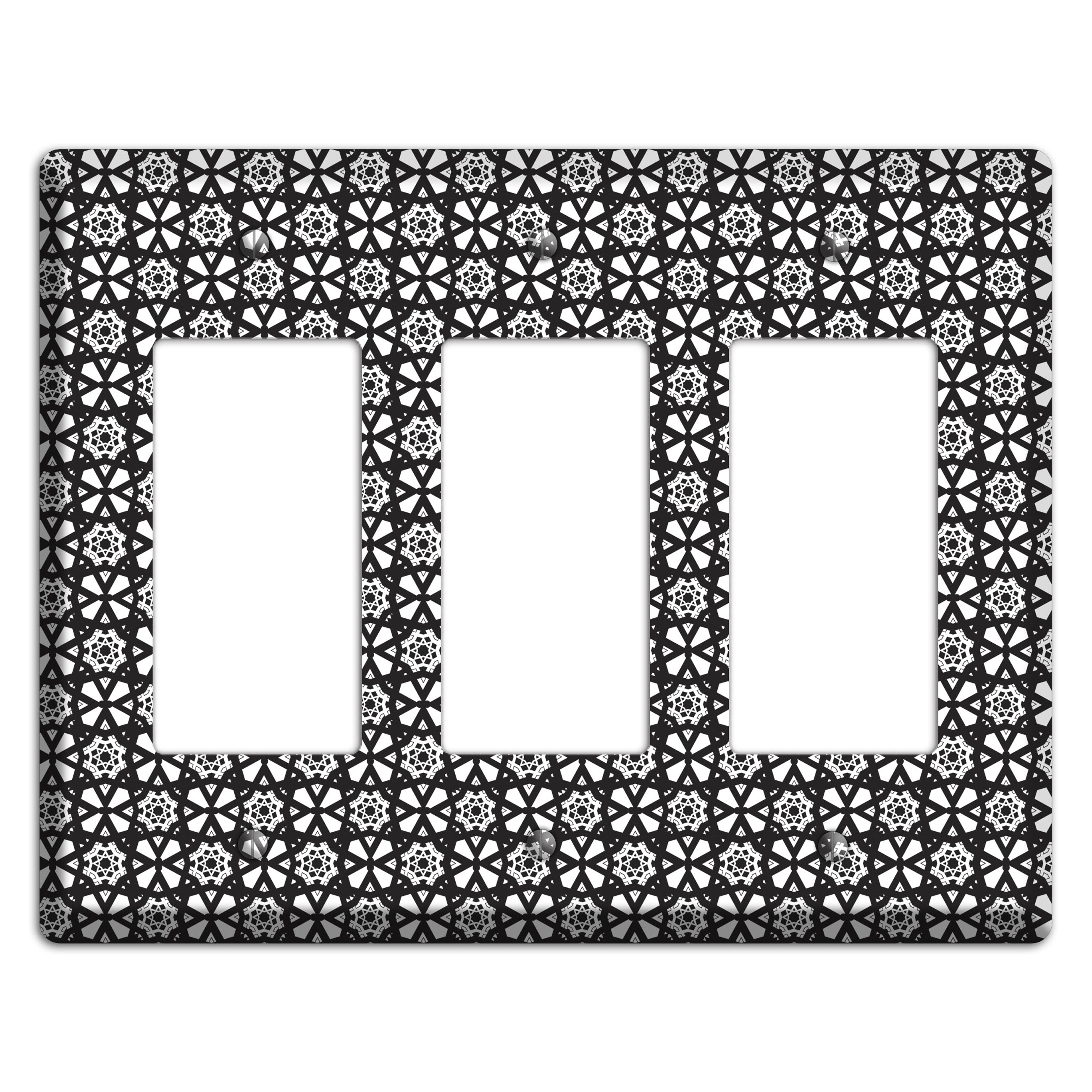 White with Black Arabesque 3 Rocker Wallplate