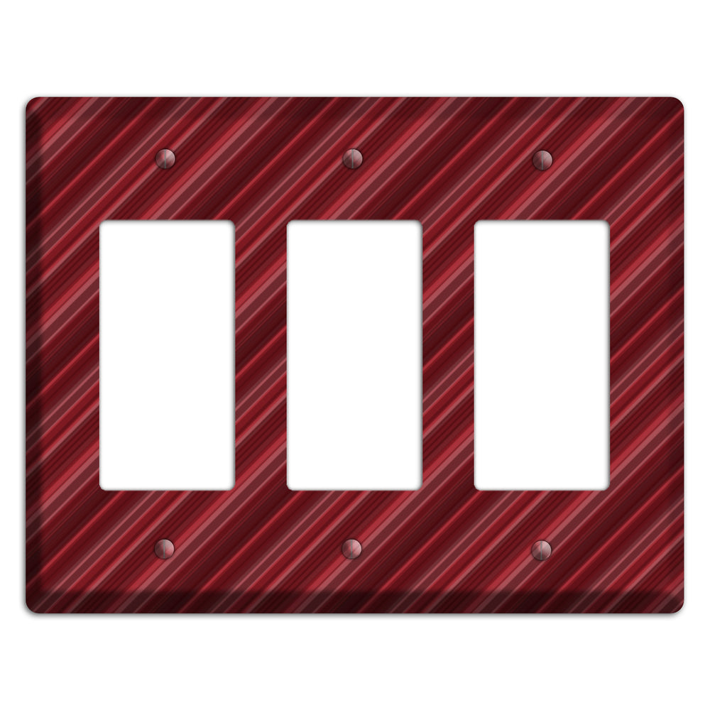 Burgundy Multi Angled Stripes 3 Rocker Wallplate