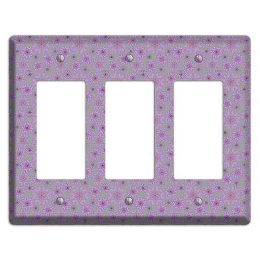 Grey with Tiny Purple Retro Suzani 3 Rocker Wallplate