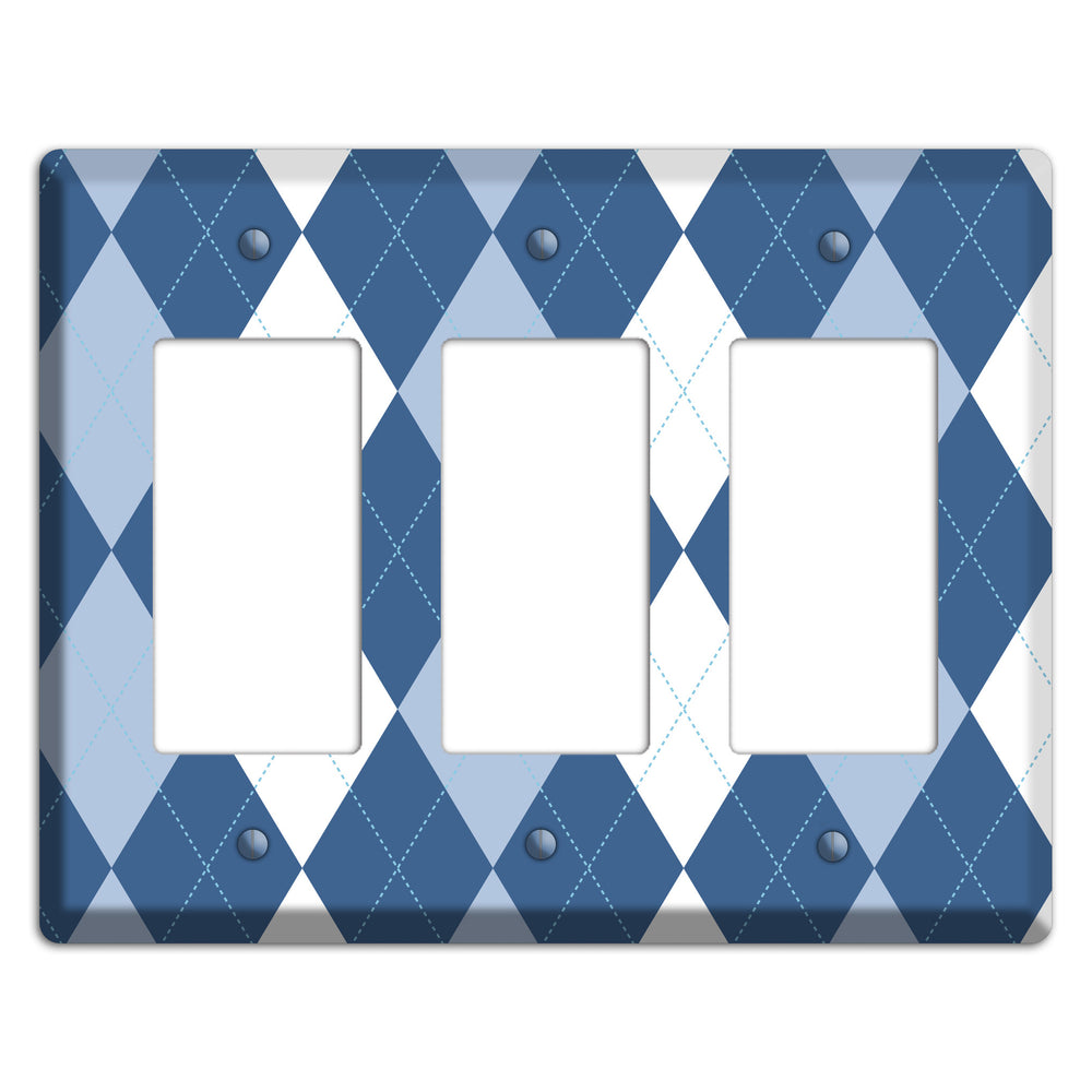 Blue Argyle 3 Rocker Wallplate