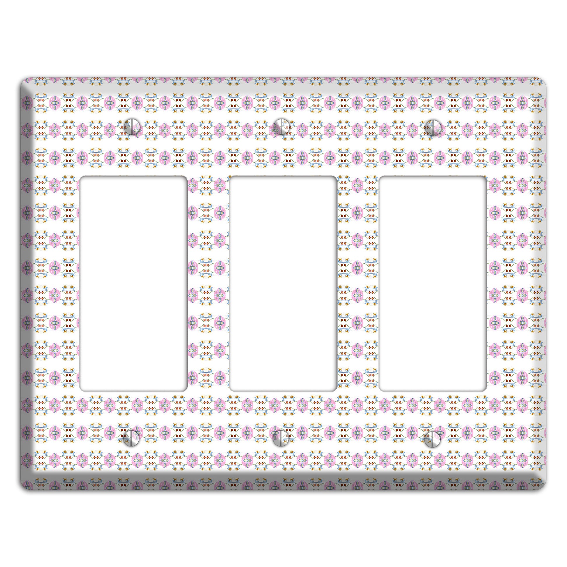 White with Lavendar Green Red Tapestry 3 Rocker Wallplate