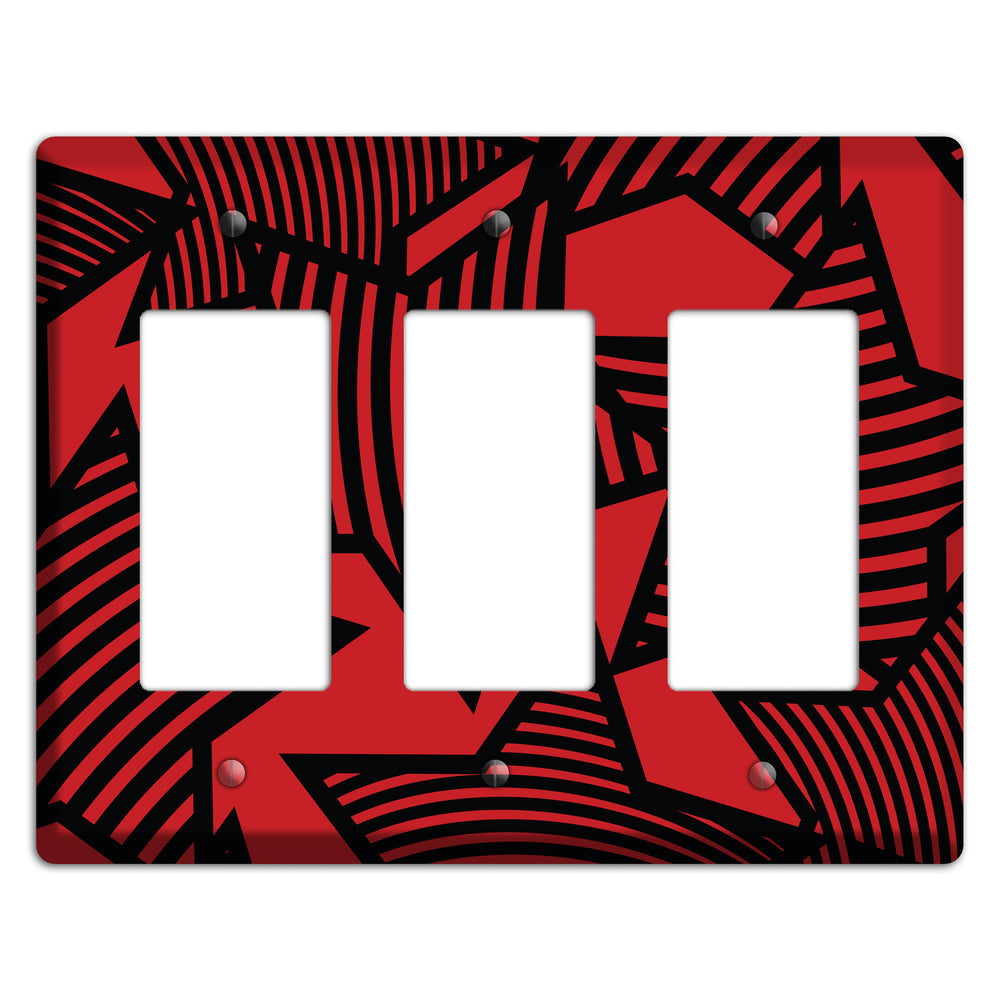 Red with Large Black Stars 3 Rocker Wallplate