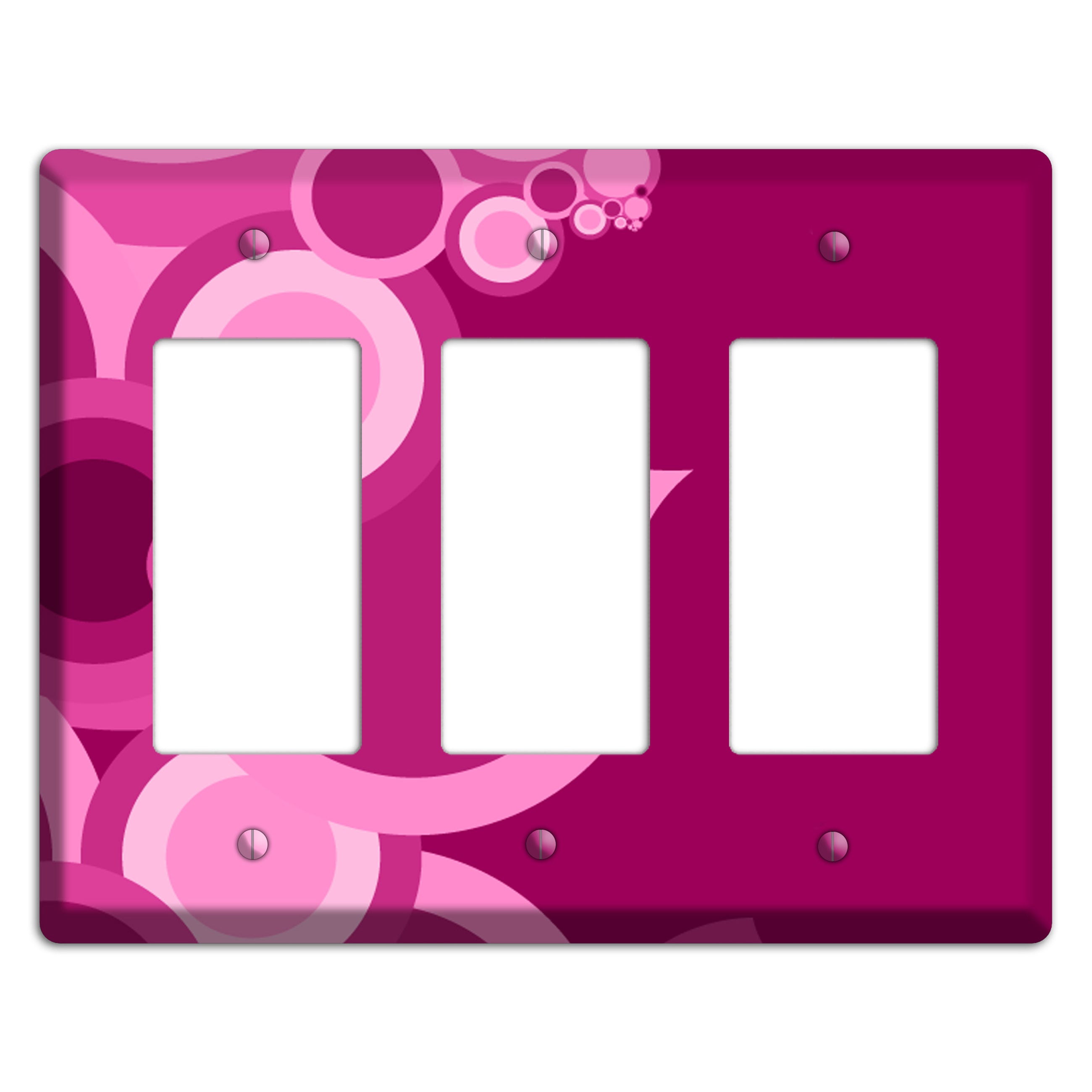 Pink and Fuschia Circles 3 Rocker Wallplate